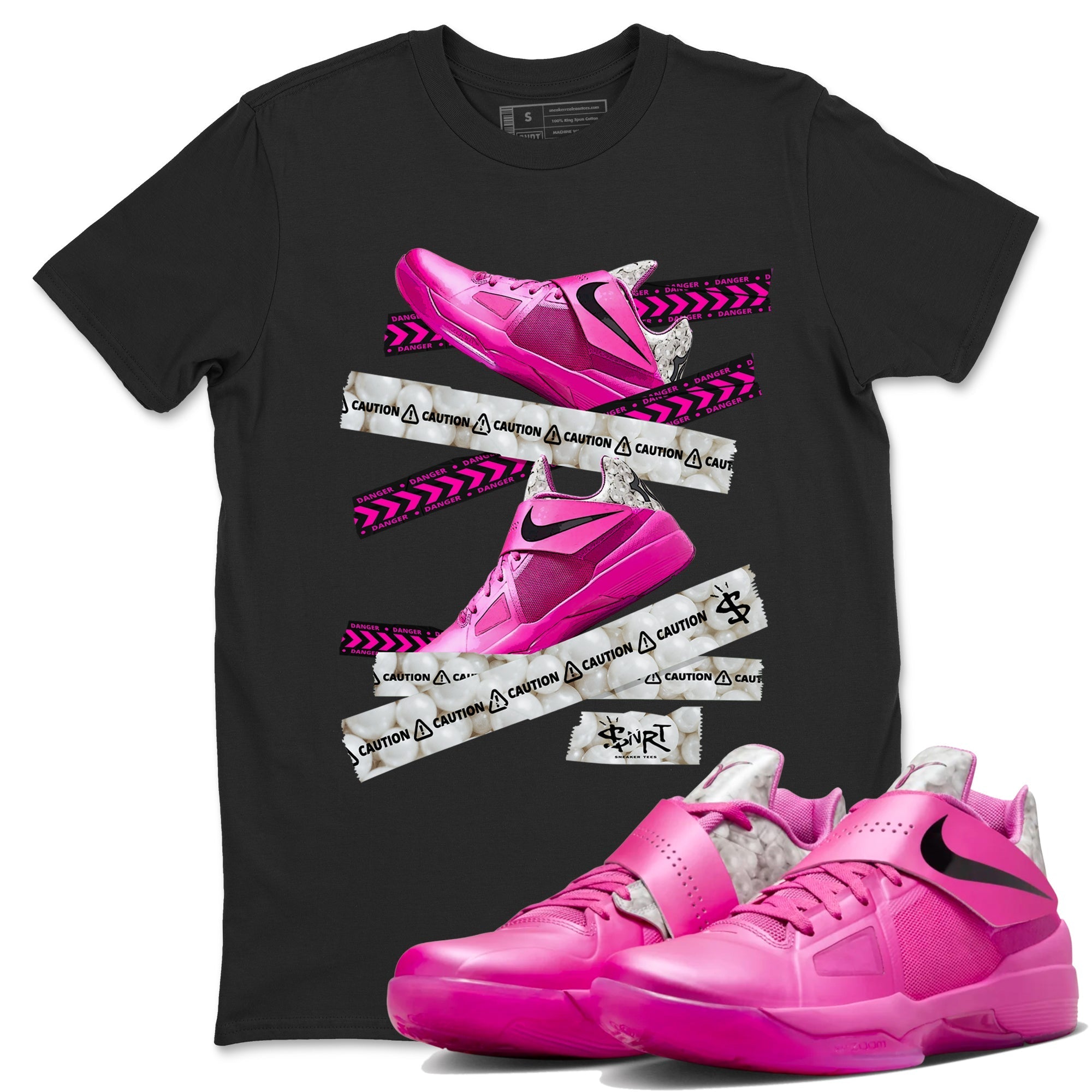 Caution Tape snkmatch Tees - Nike KD 4 Aunt Pearl
