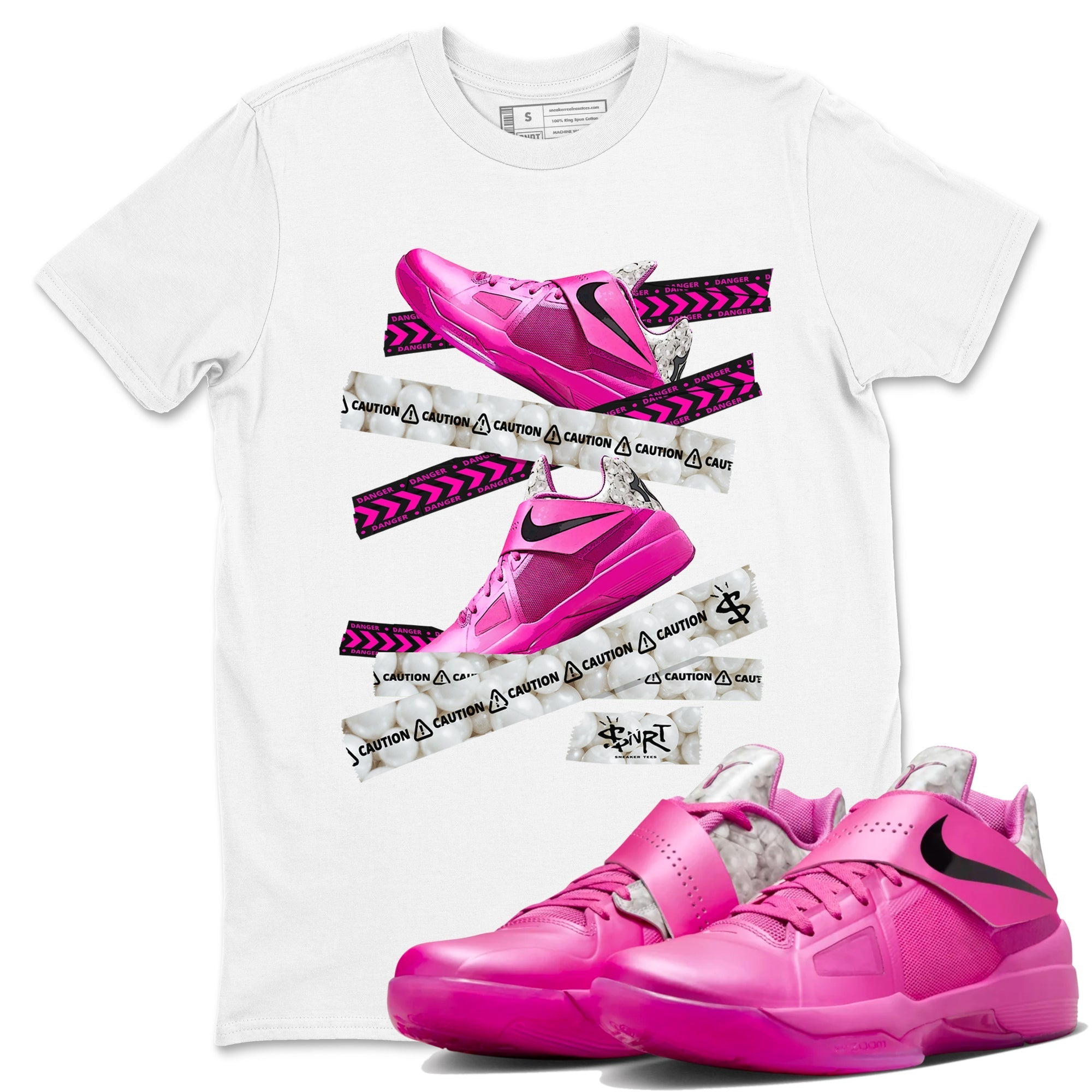 Caution Tape snkmatch Tees - Nike KD 4 Aunt Pearl