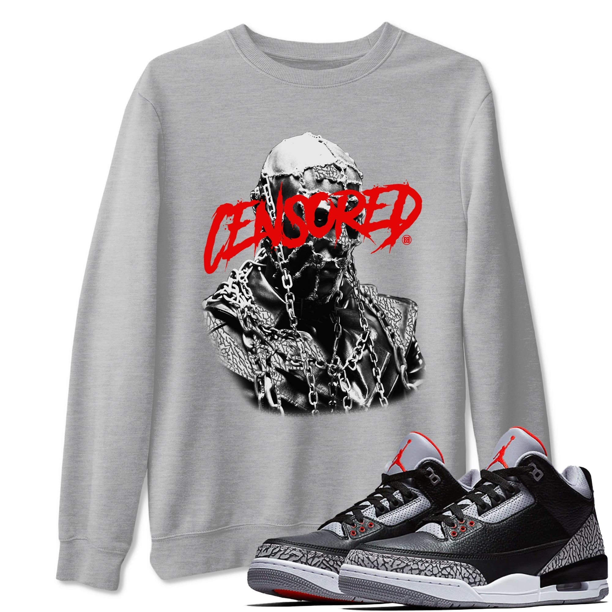 Censored Graphic snkmatch Tees - Air Jordan 3 Black Cement