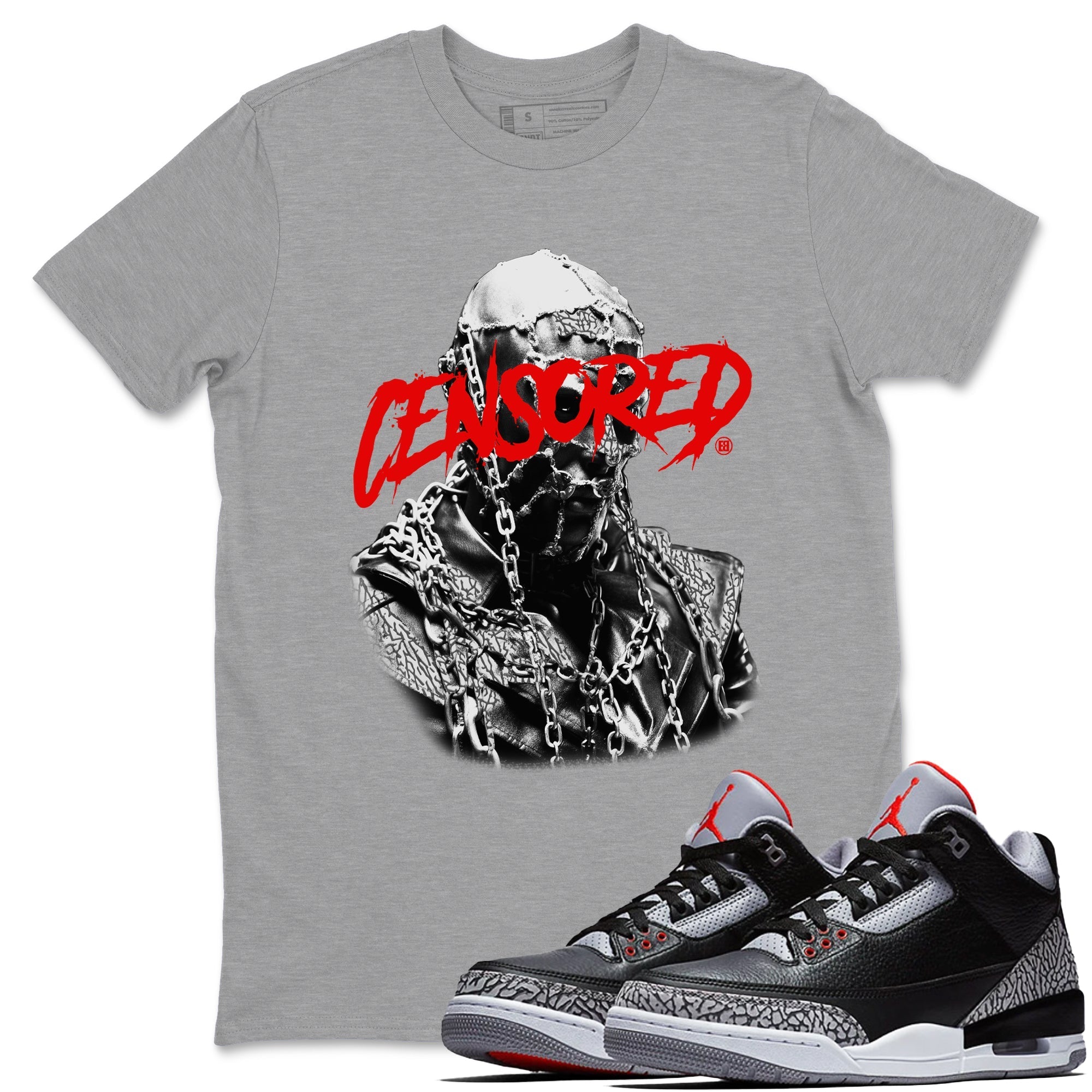 Censored Graphic snkmatch Tees - Air Jordan 3 Black Cement