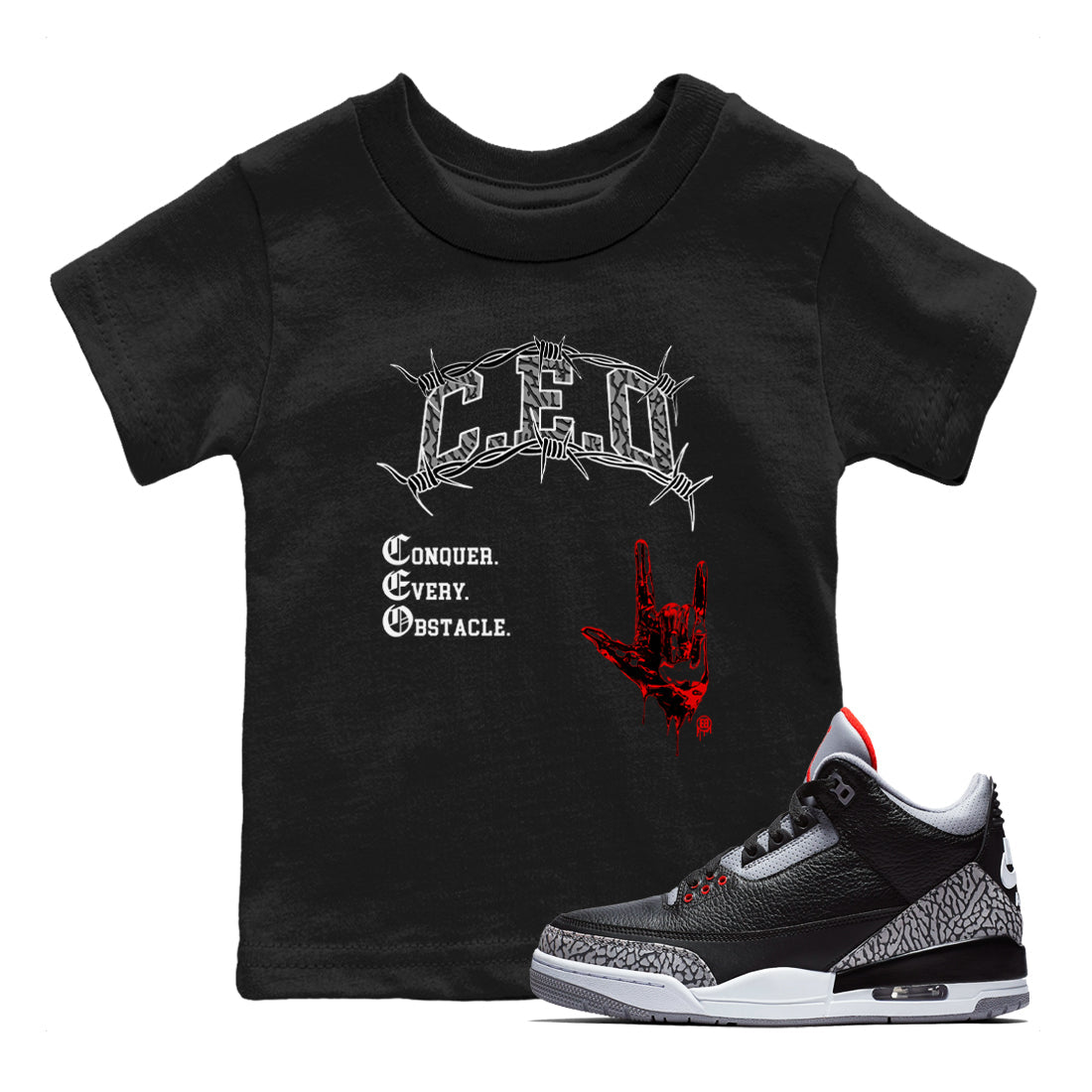 CEO snkmatch Tees Kids - Air Jordan 3 Black Cement