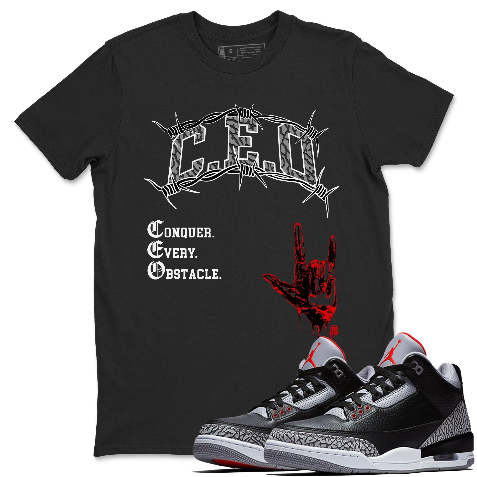 CEO snkmatch Tees - Air Jordan 3 Black Cement