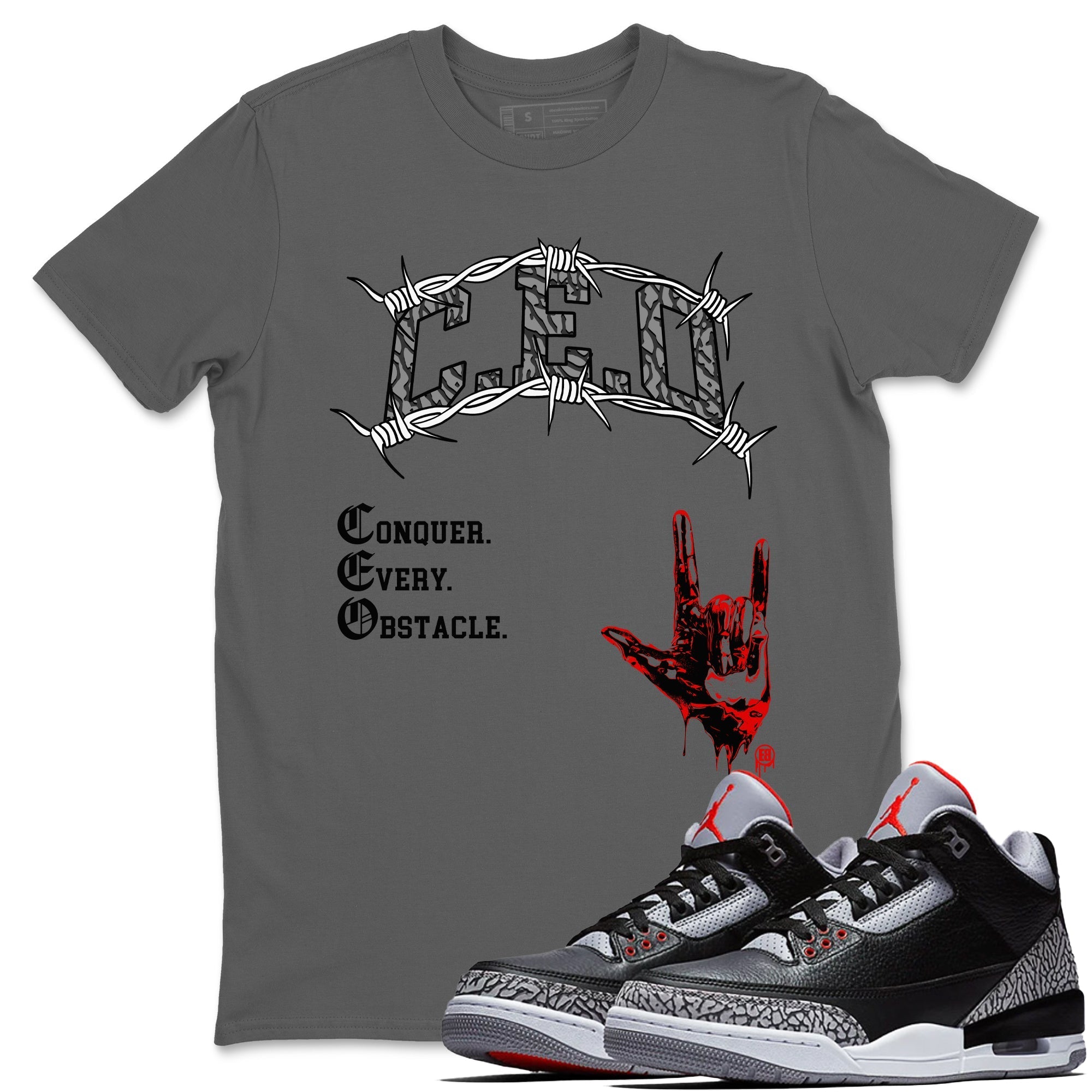 CEO snkmatch Tees - Air Jordan 3 Black Cement