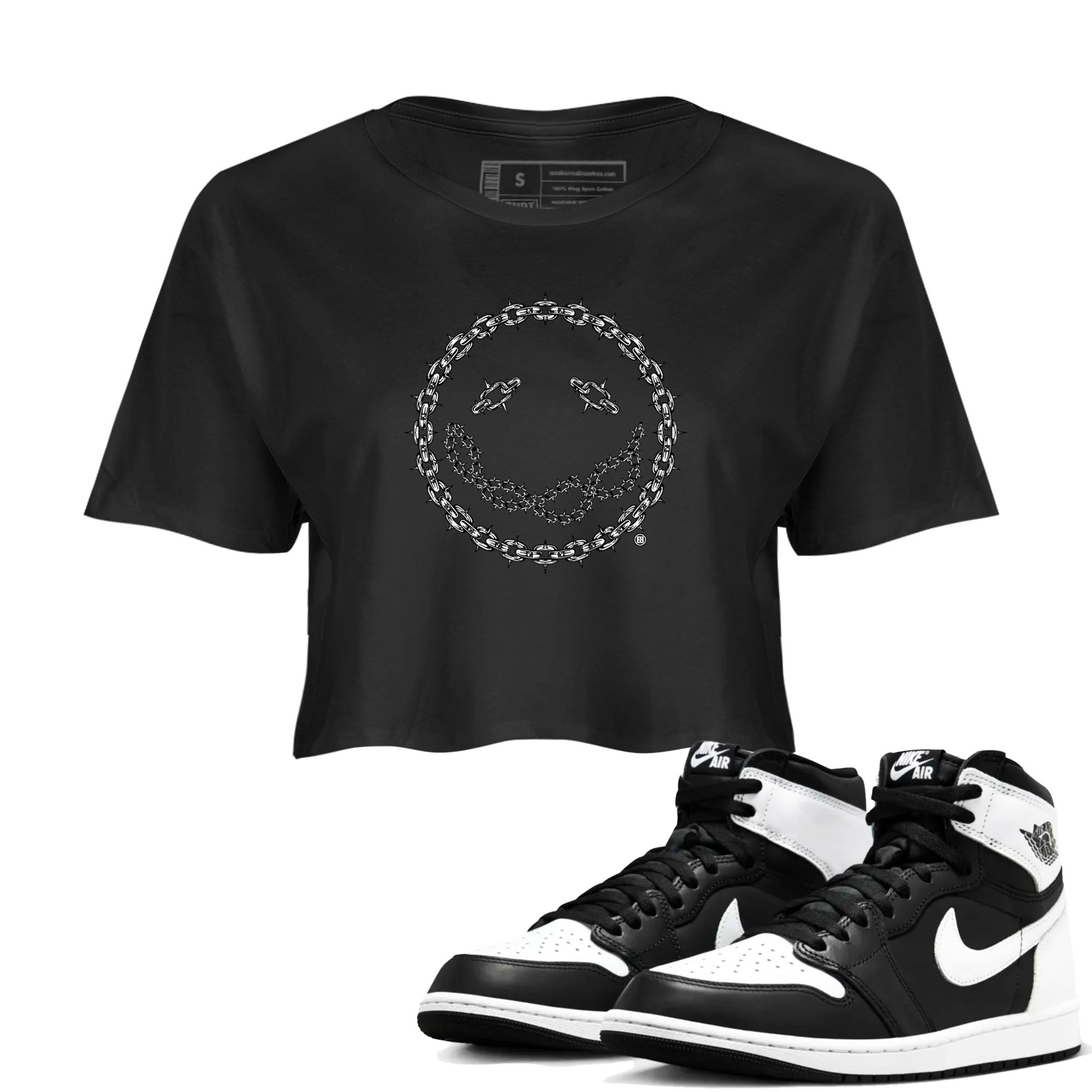 Chain Smile snkmatch Women's Top - Air Jordan 1 Black White
