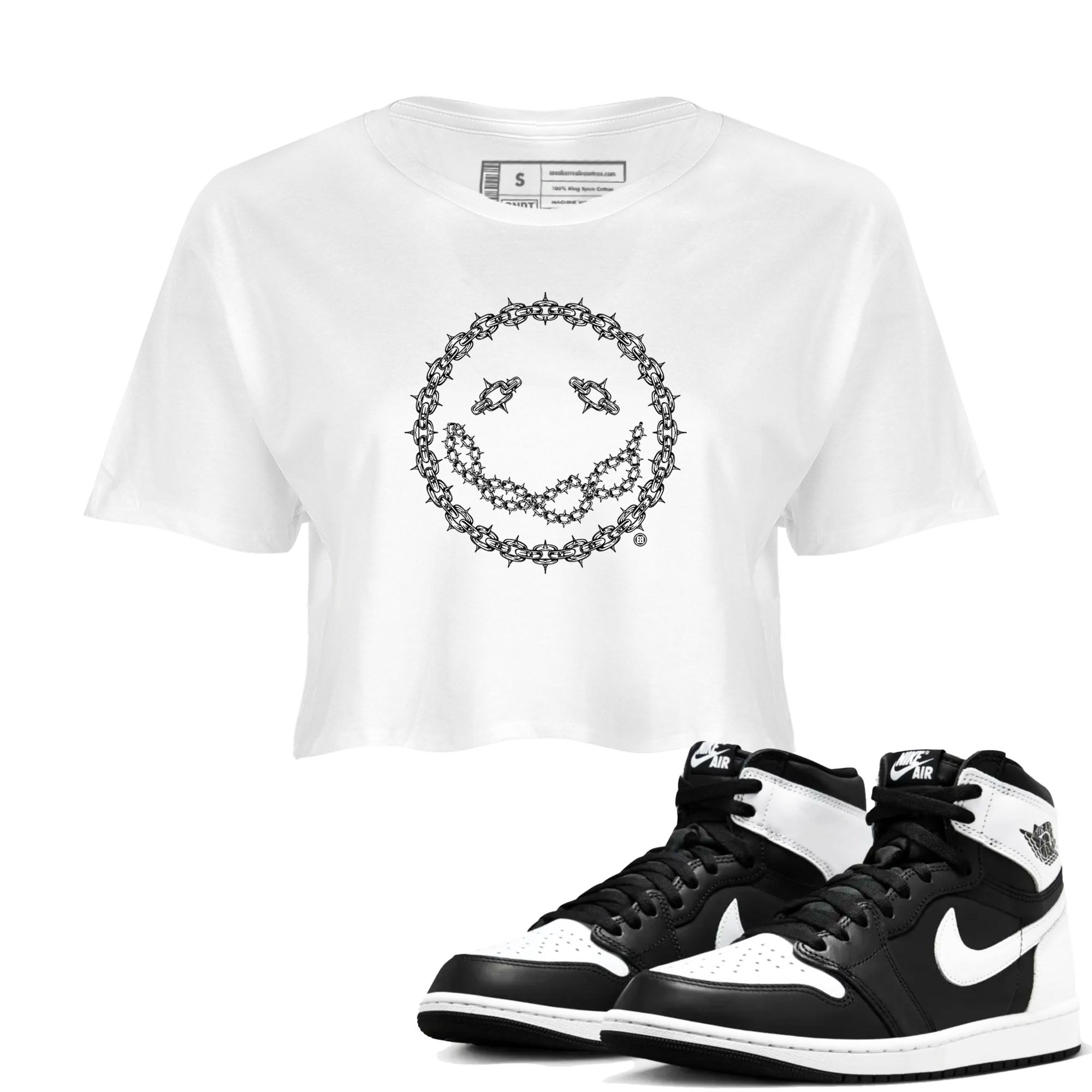 Chain Smile snkmatch Women's Top - Air Jordan 1 Black White