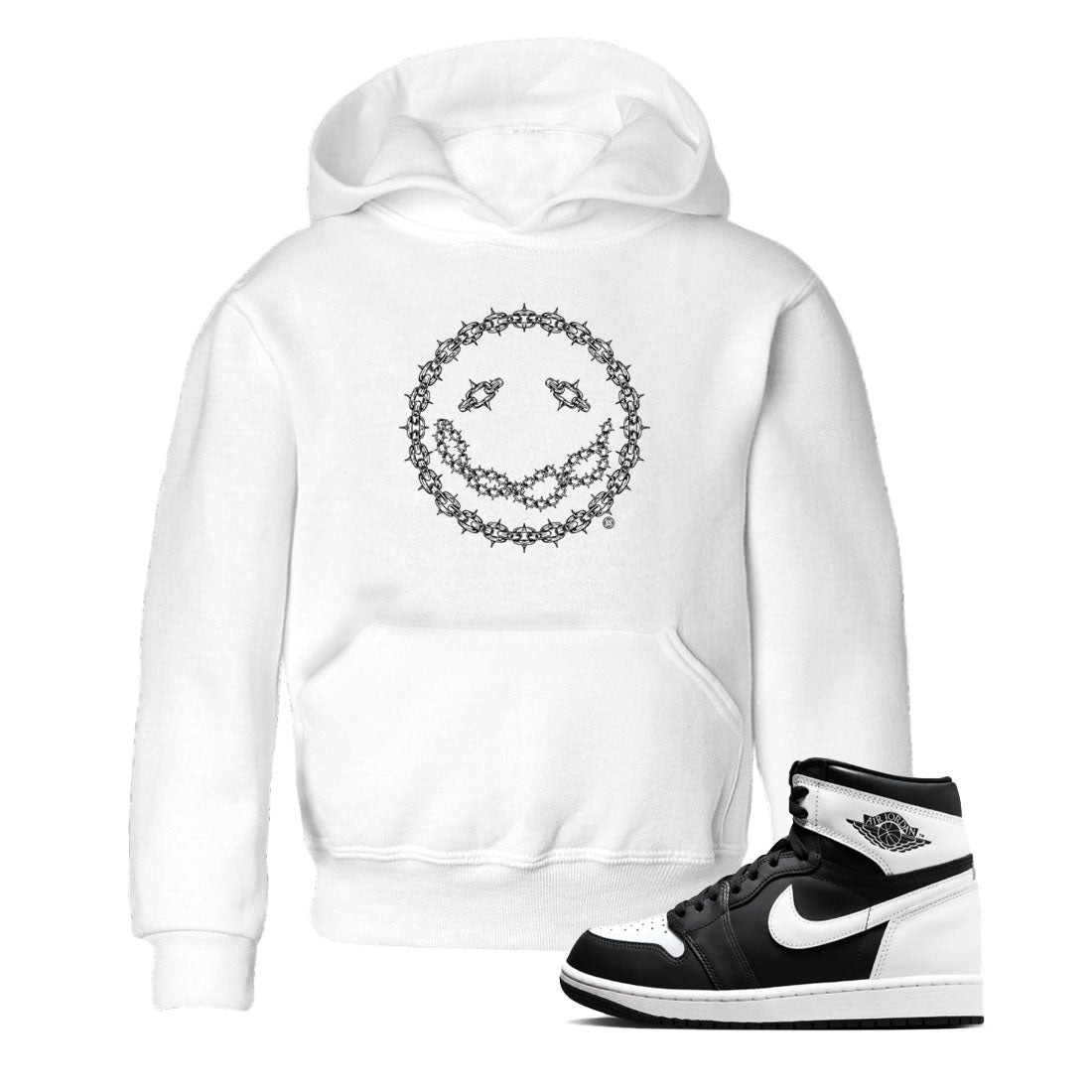 Chain Smile snkmatch Tees Kids - Air Jordan 1 Black White