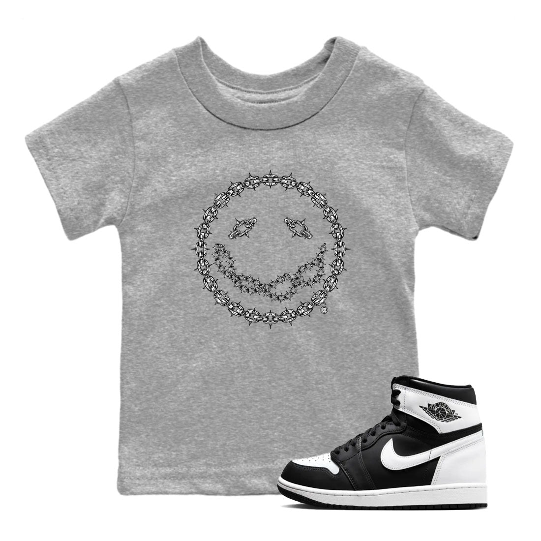 Chain Smile snkmatch Tees Kids - Air Jordan 1 Black White