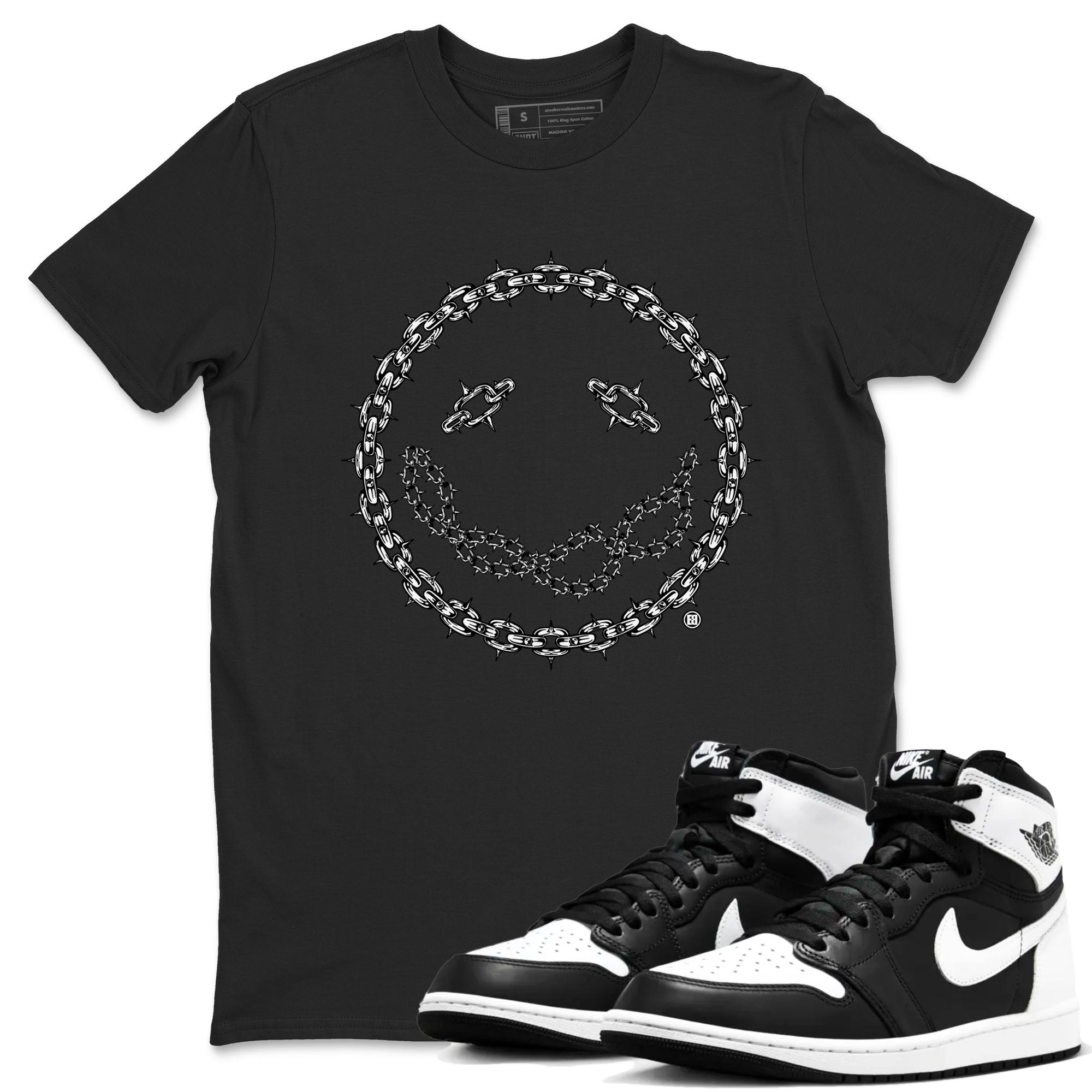 Chain Smile snkmatch Tees - Air Jordan 1 Black White