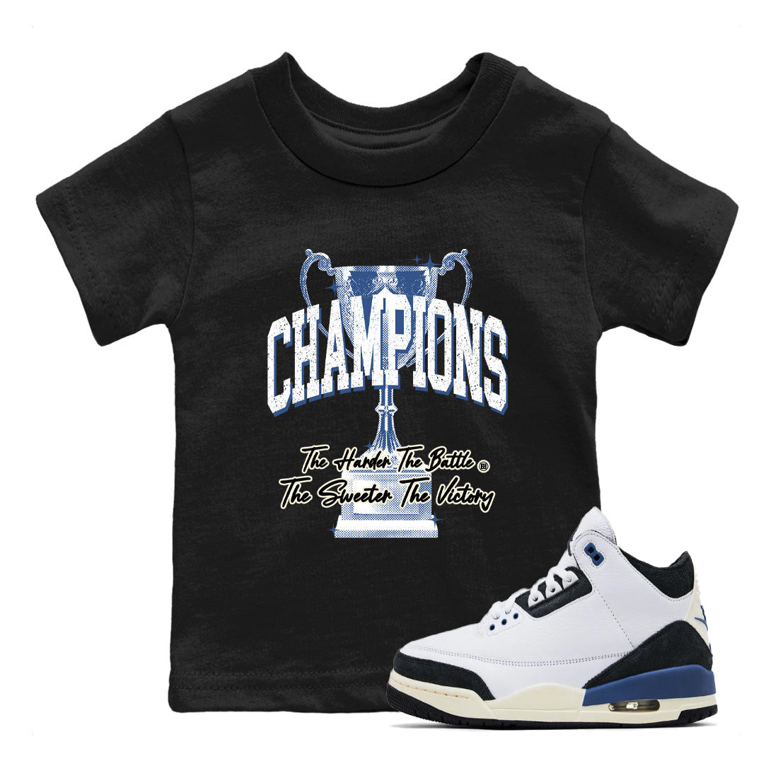 Champions Trophy snkmatch Tees Kids - Air Jordan 3 A Ma Maniere x Diffused Blue