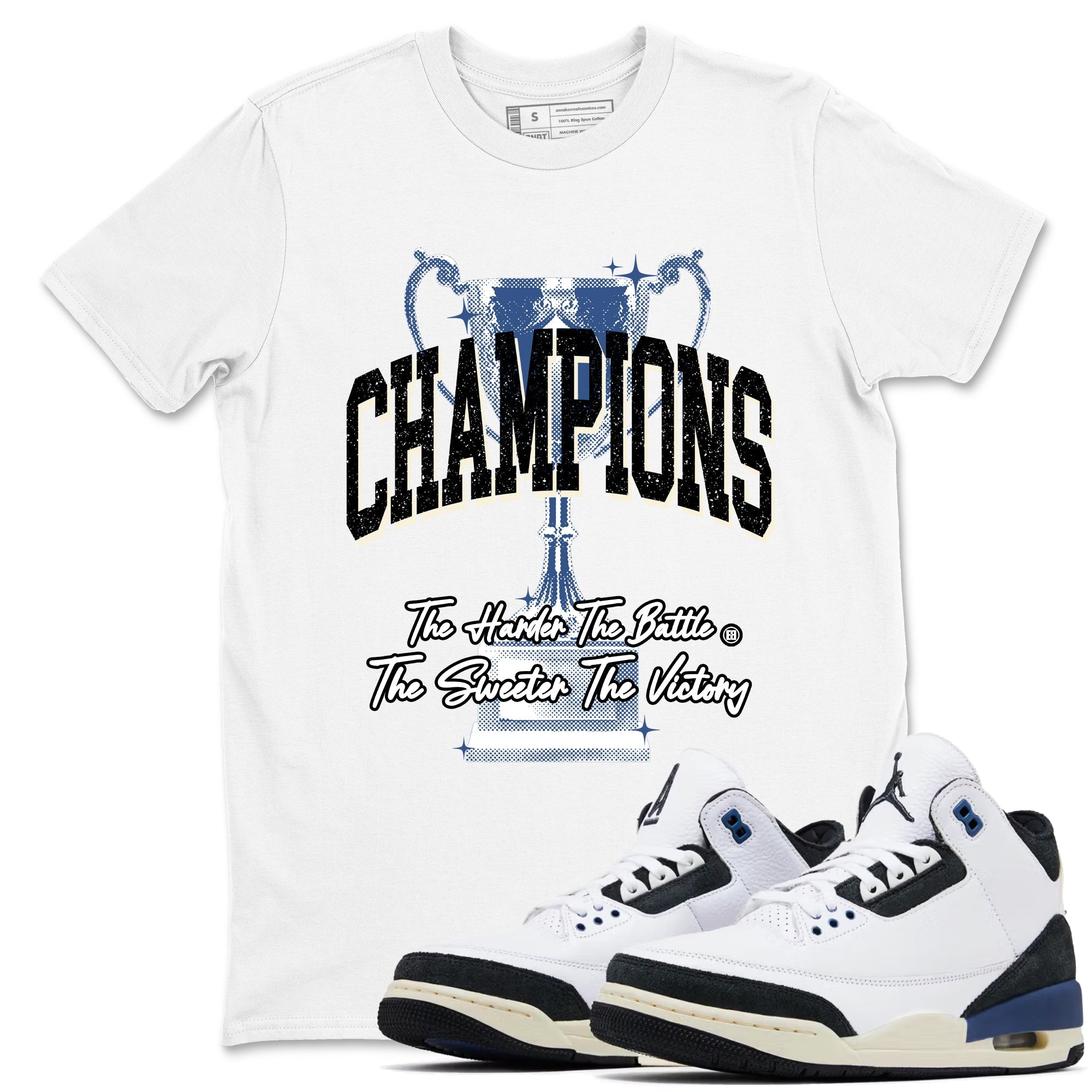 Champions Trophy snkmatch Tees - Air Jordan 3 A Ma Maniere x Diffused Blue