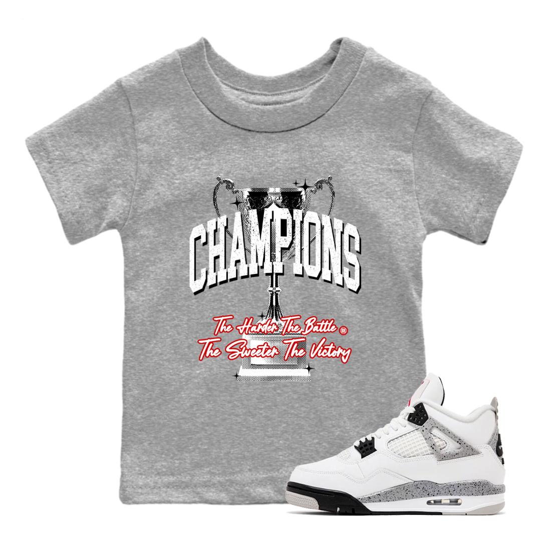 Champions Trophy snkmatch Tees Kids - Air Jordan 4 White Cement