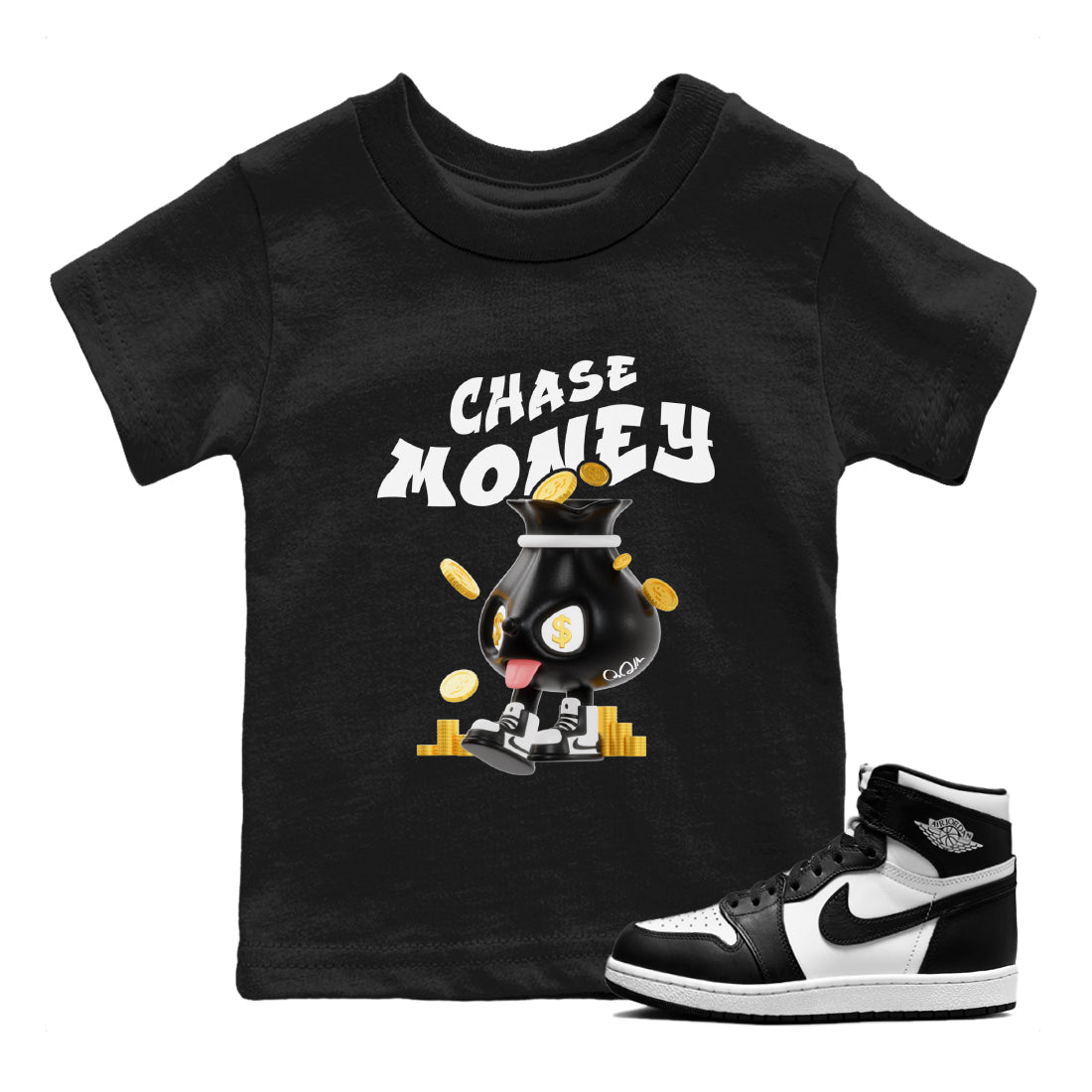 Chase Money snkmatch Tee Kids - Air Jordan 1 Black White