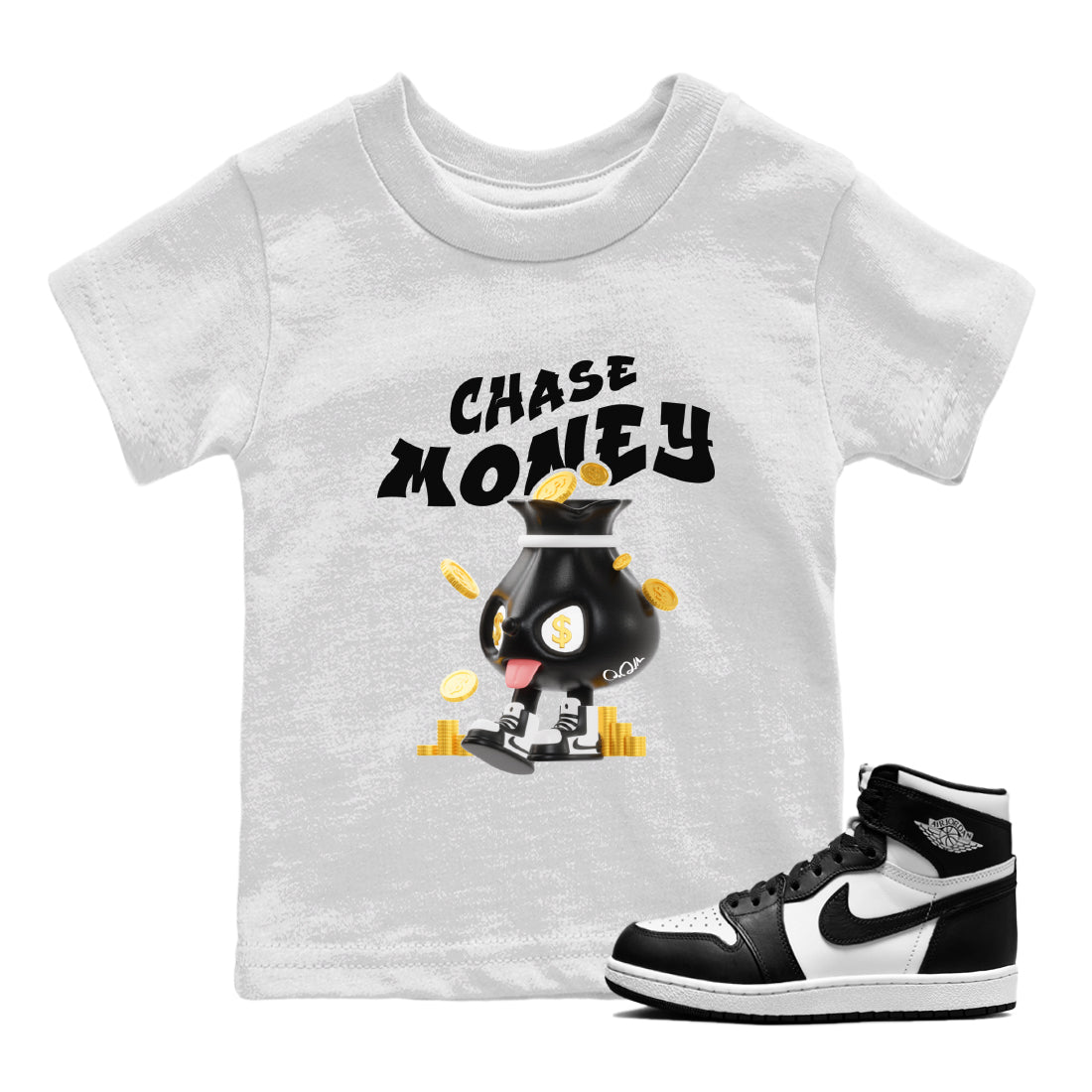 Chase Money snkmatch Tee Kids - Air Jordan 1 Black White