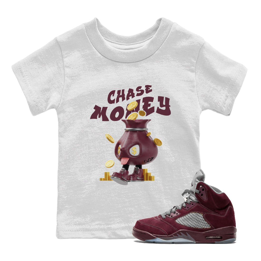 Chase Money snkmatch Tee Kids - Air Jordan 5 Burgundy