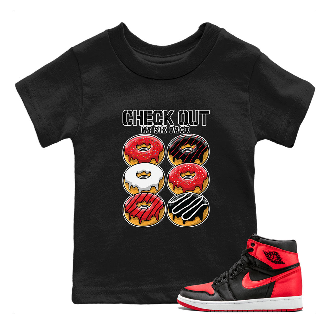 Check Out My Six Pack snkmatch Tee Kids - Air Jordan 1 Satin Bred