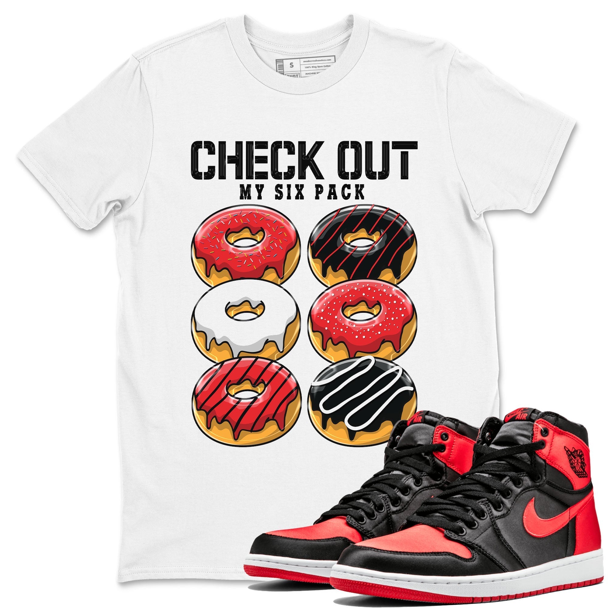 Check Out My Six Pack snkmatch Tee - Air Jordan 1 Satin Bred