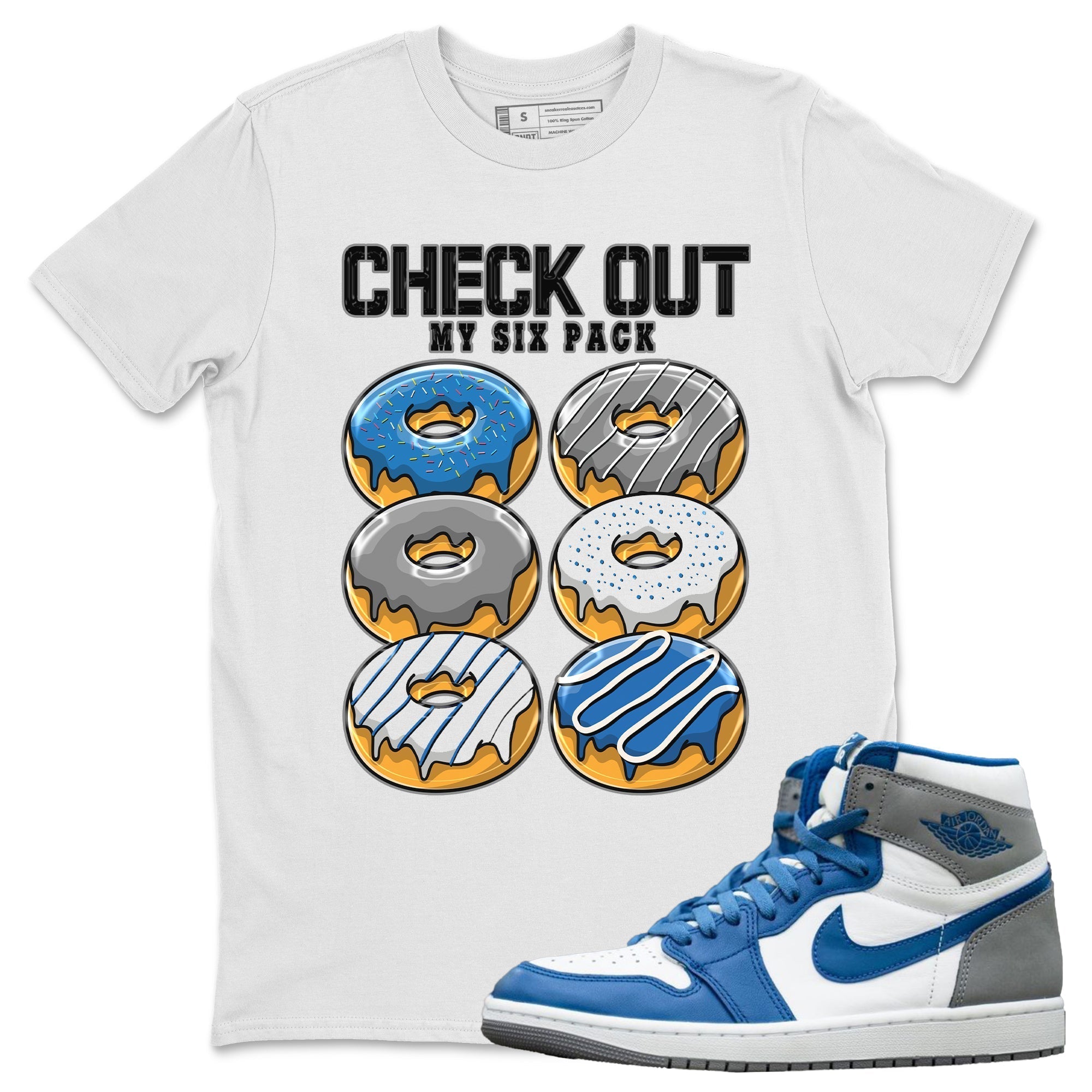 Check Out My Six Pack Unisex Tops - Air Jordan 1 True Blue