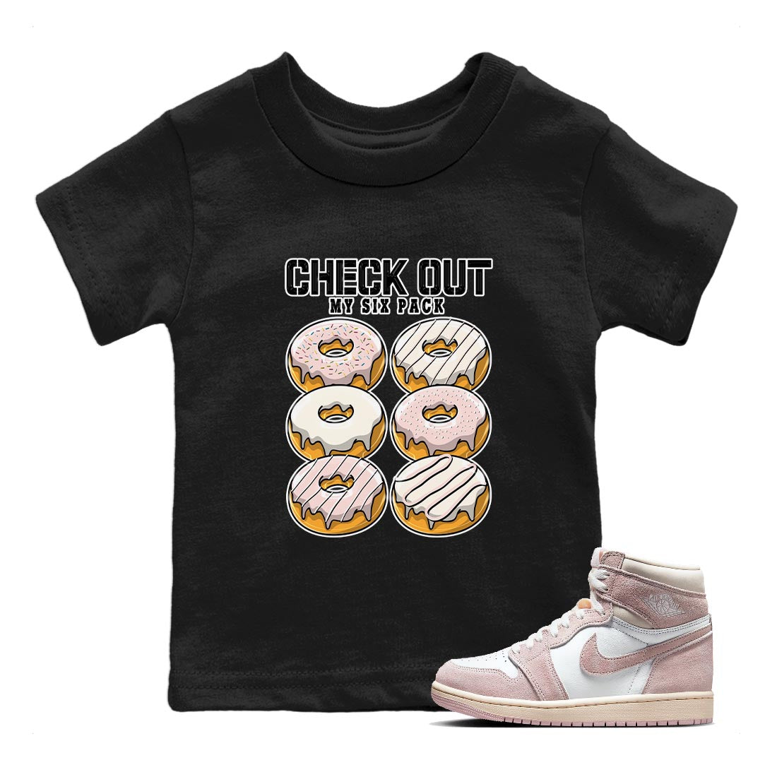 Check Out My Six Pack Kids Tops - Air Jordan 1 Washed Pink