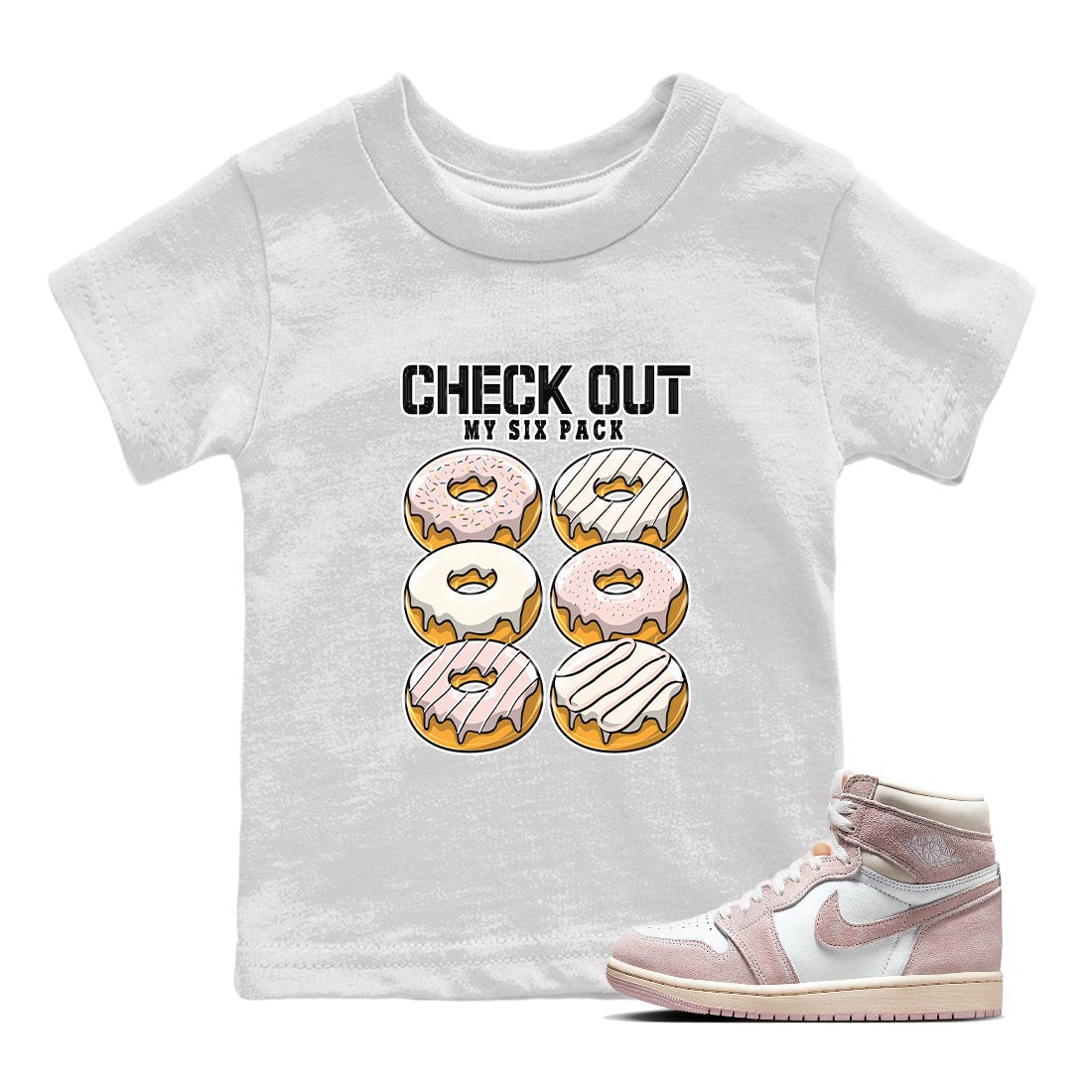 Check Out My Six Pack Kids Tops - Air Jordan 1 Washed Pink