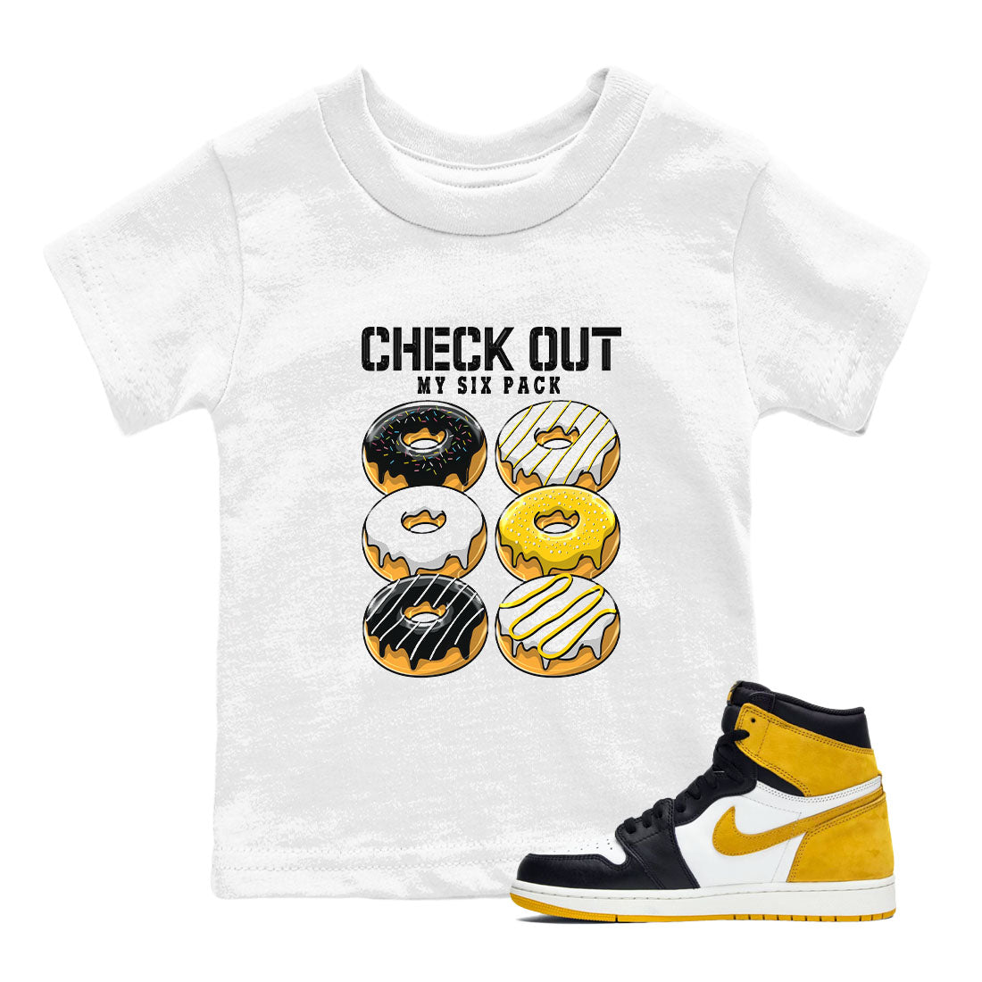 Check Out My Six Pack snkmatch Tees Kids - Air Jordan 1 Yellow Ochre