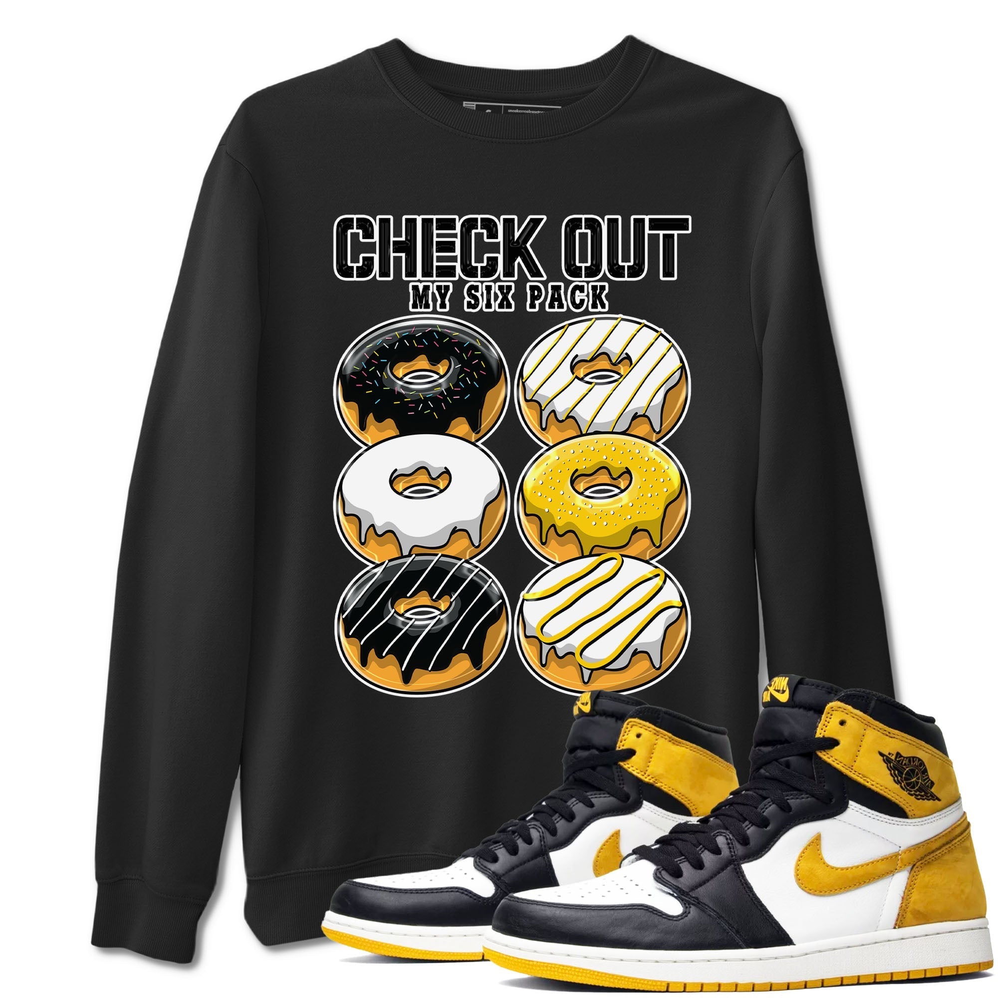 Check Out My Six Pack snkmatch Tees - Air Jordan 1 Yellow Ochre