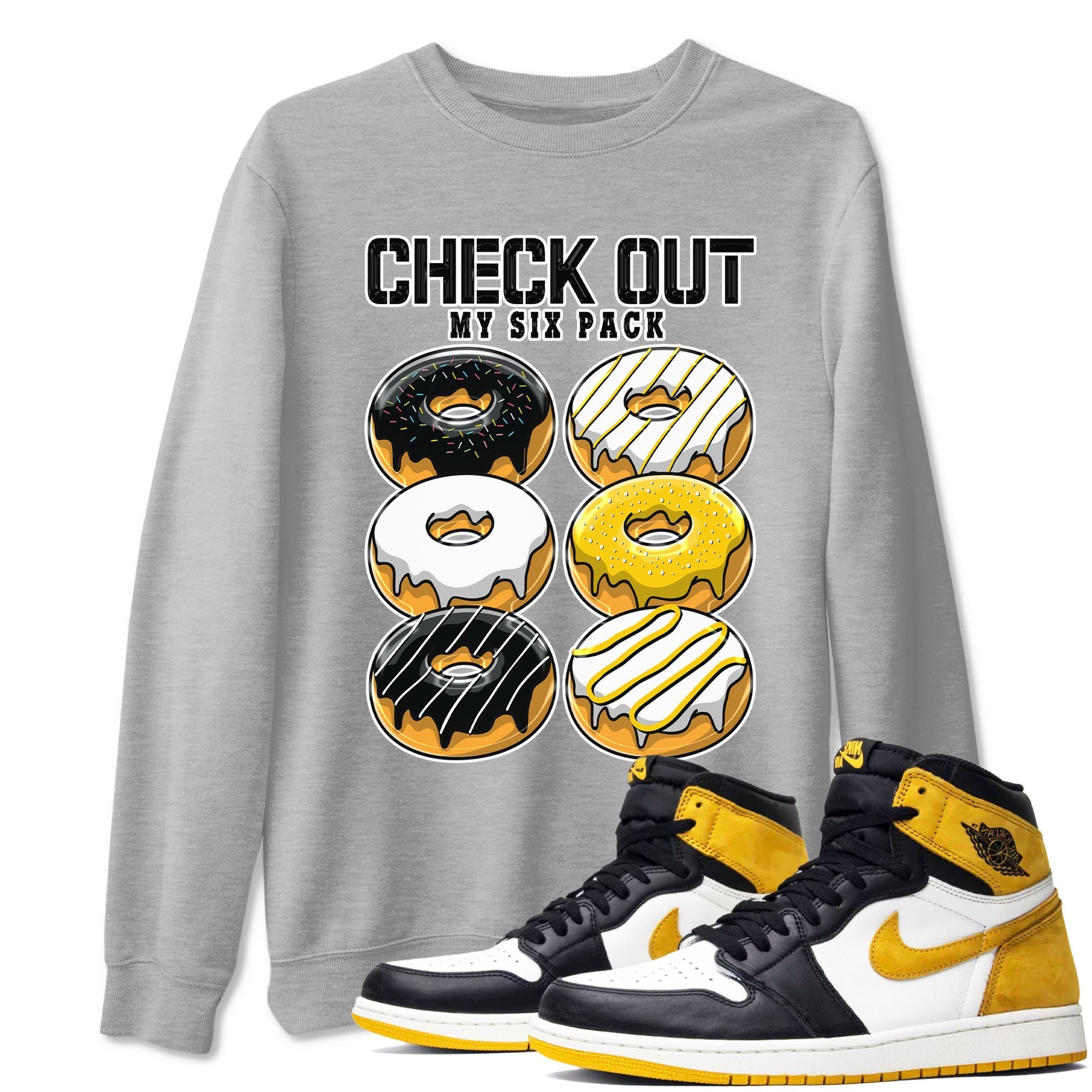 Check Out My Six Pack snkmatch Tees - Air Jordan 1 Yellow Ochre