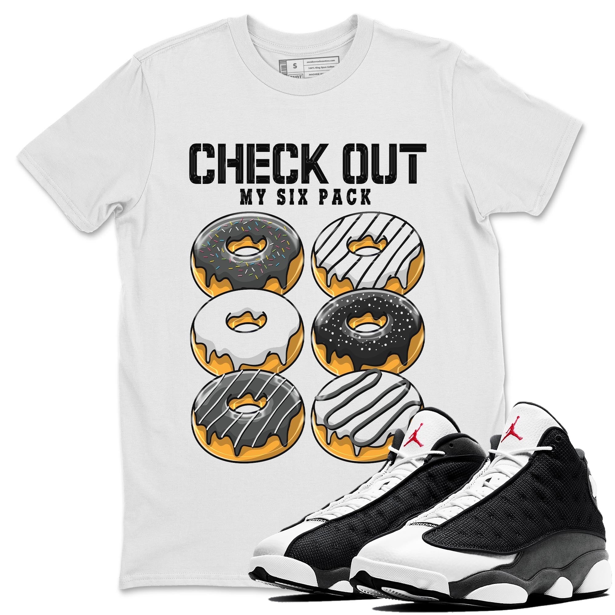 Check Out My Six Pack Unisex Tops - Air Jordan 13 Black Flint