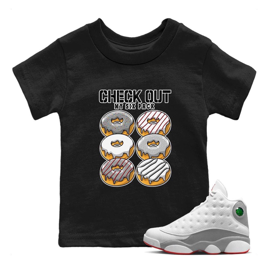 Check Out My Six Pack Kids Tops - Air Jordan 13 Wolf Grey