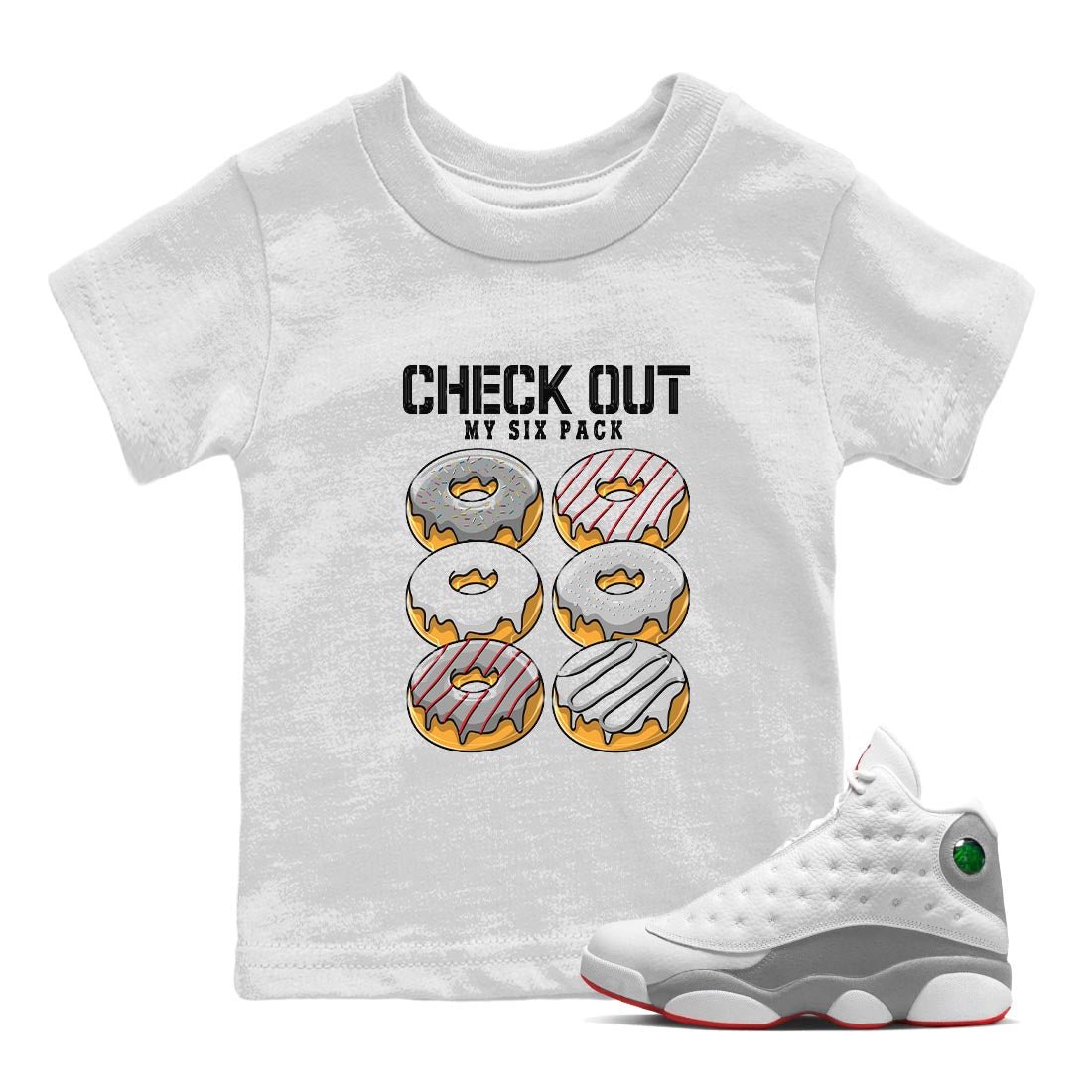 Check Out My Six Pack Kids Tops - Air Jordan 13 Wolf Grey