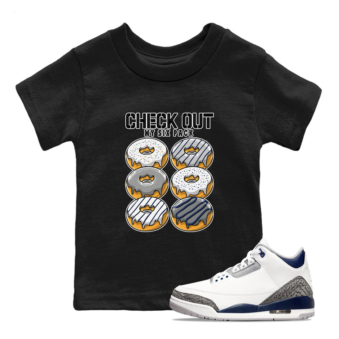 Check Out My Six Pack snkmatch Tees Kids - Air Jordan 3 Midnight Navy 2023