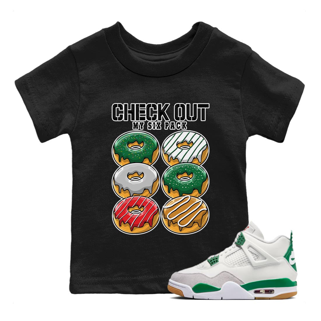 Check Out My Six Pack Kids Tops - Air Jordan 4 Pine Green