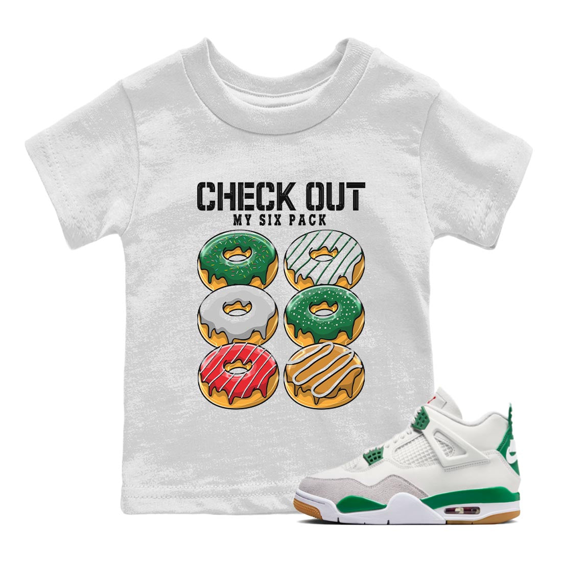 Check Out My Six Pack Kids Tops - Air Jordan 4 Pine Green