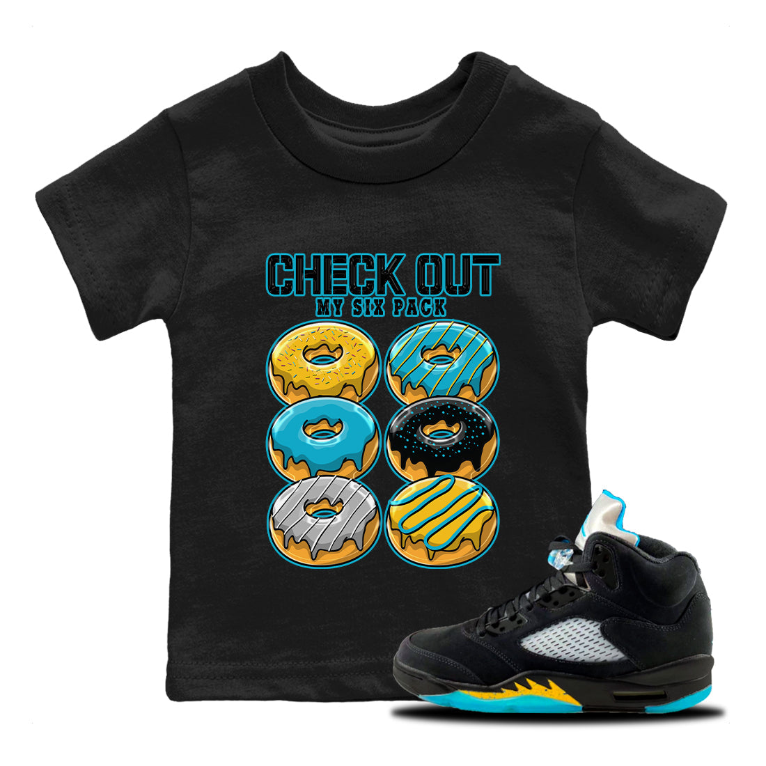 Check Out My Six Pack Kids Tops - Air Jordan 5 Aqua