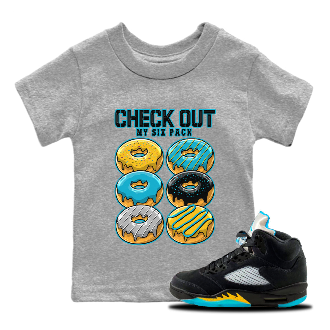 Check Out My Six Pack Kids Tops - Air Jordan 5 Aqua