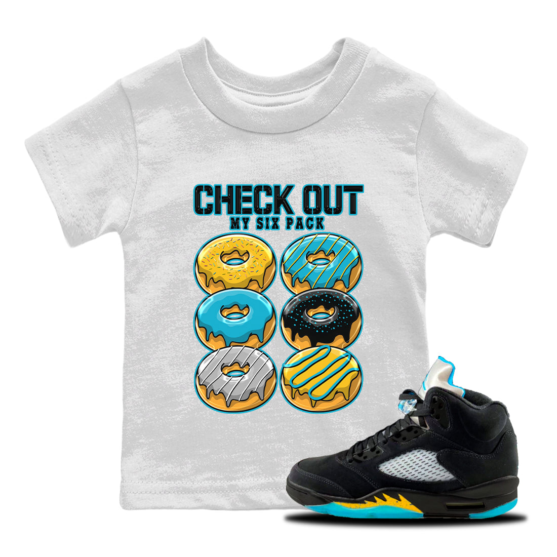 Check Out My Six Pack Kids Tops - Air Jordan 5 Aqua