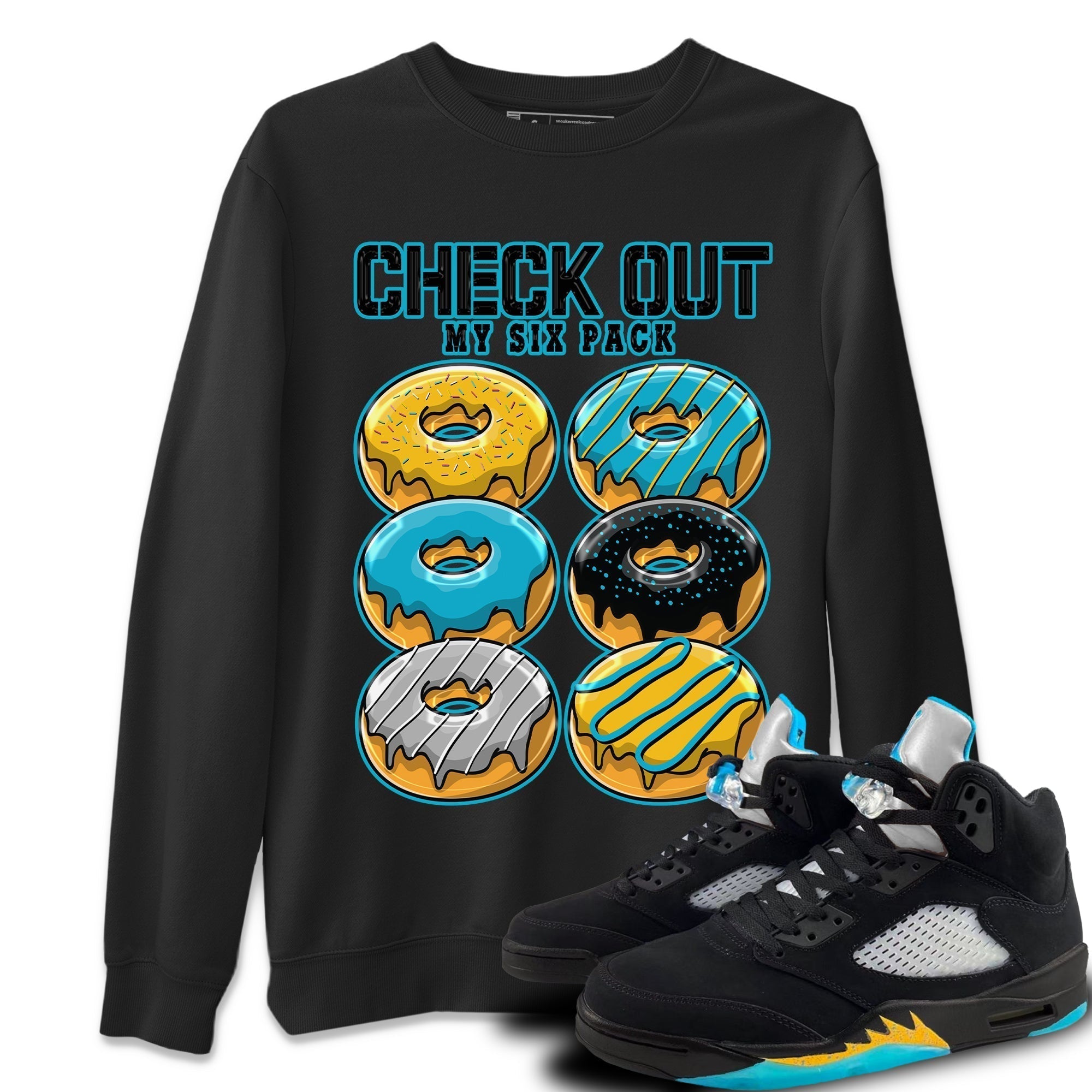 Check Out My Six Pack Unisex Tops - Air Jordan 5 Aqua