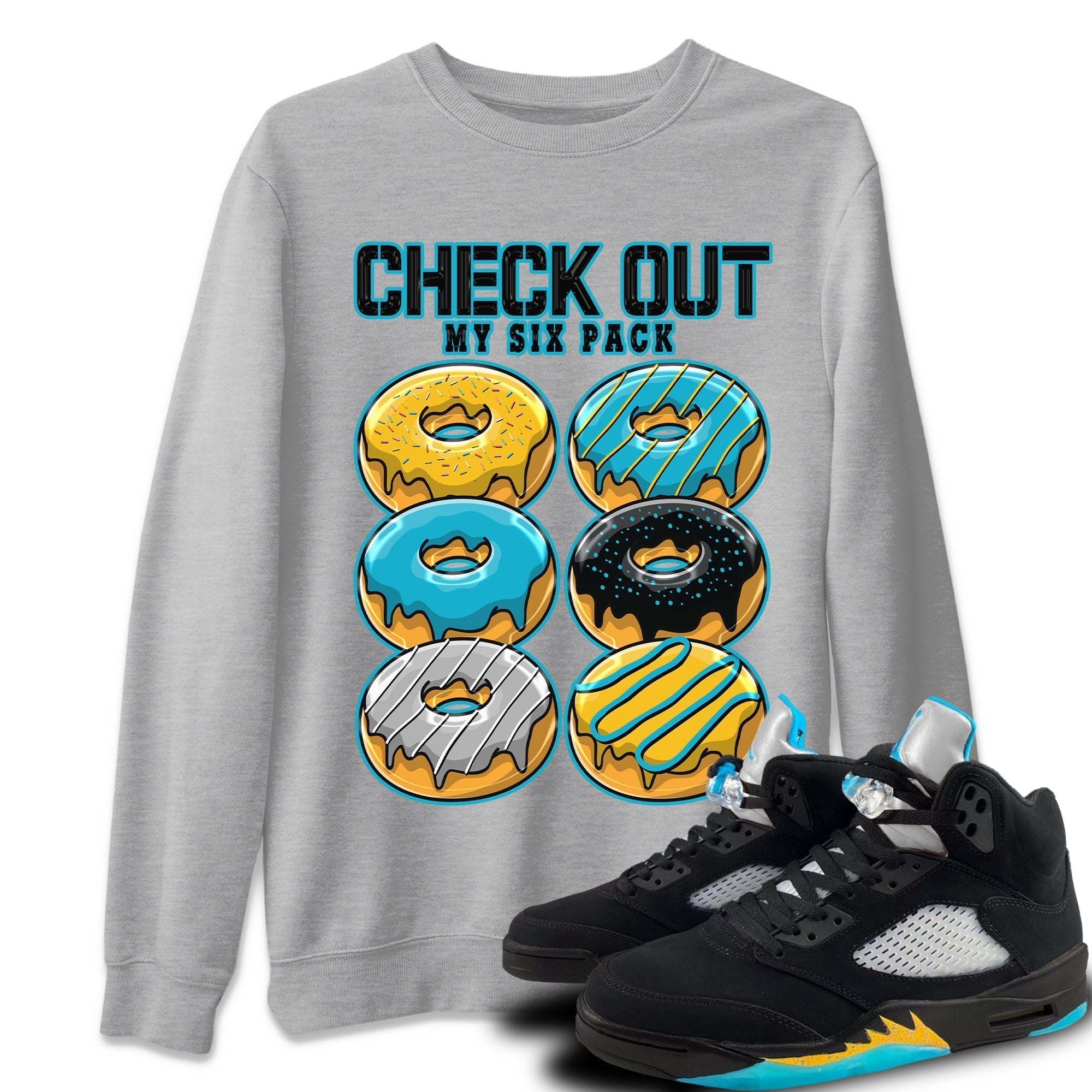 Check Out My Six Pack Unisex Tops - Air Jordan 5 Aqua