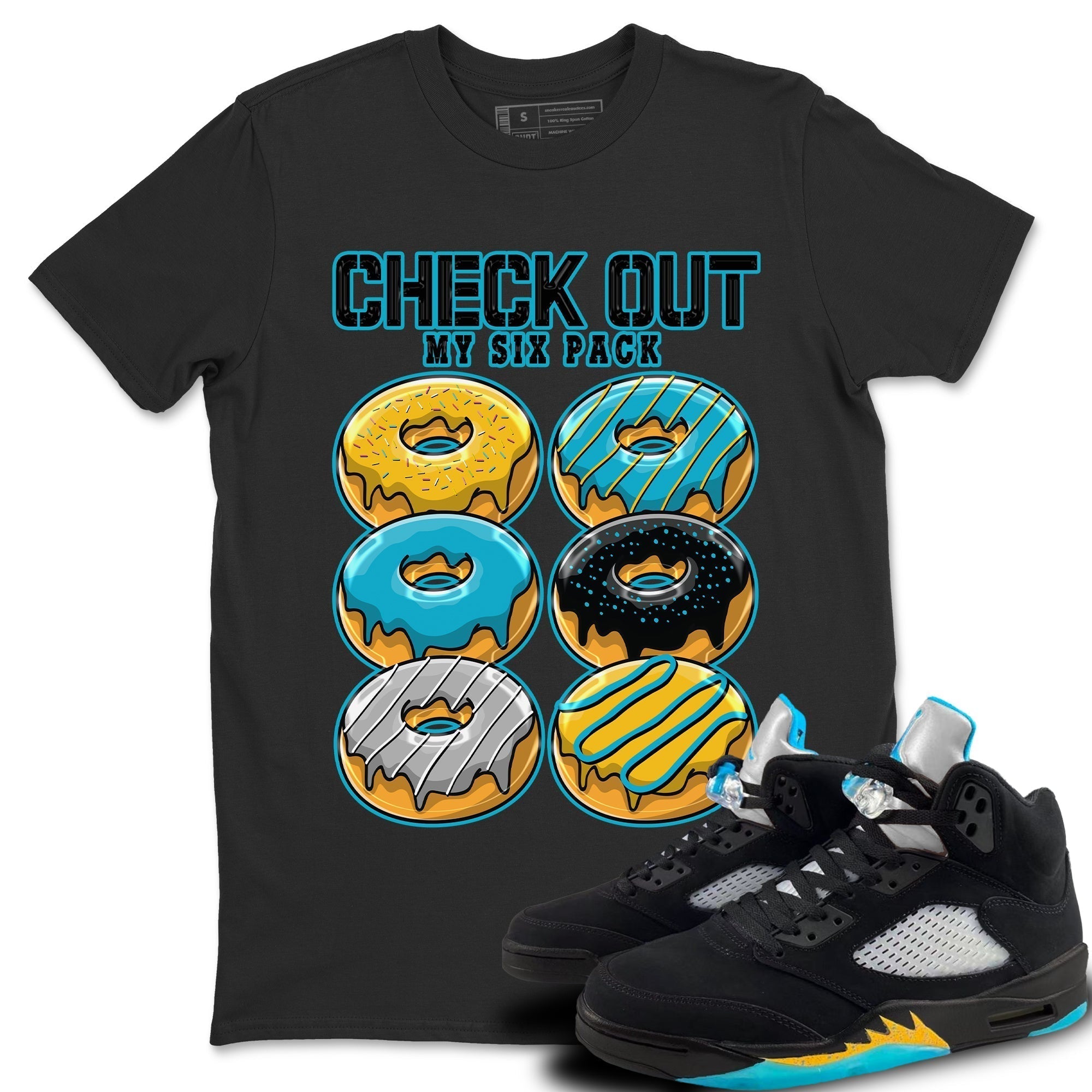 Check Out My Six Pack Unisex Tops - Air Jordan 5 Aqua