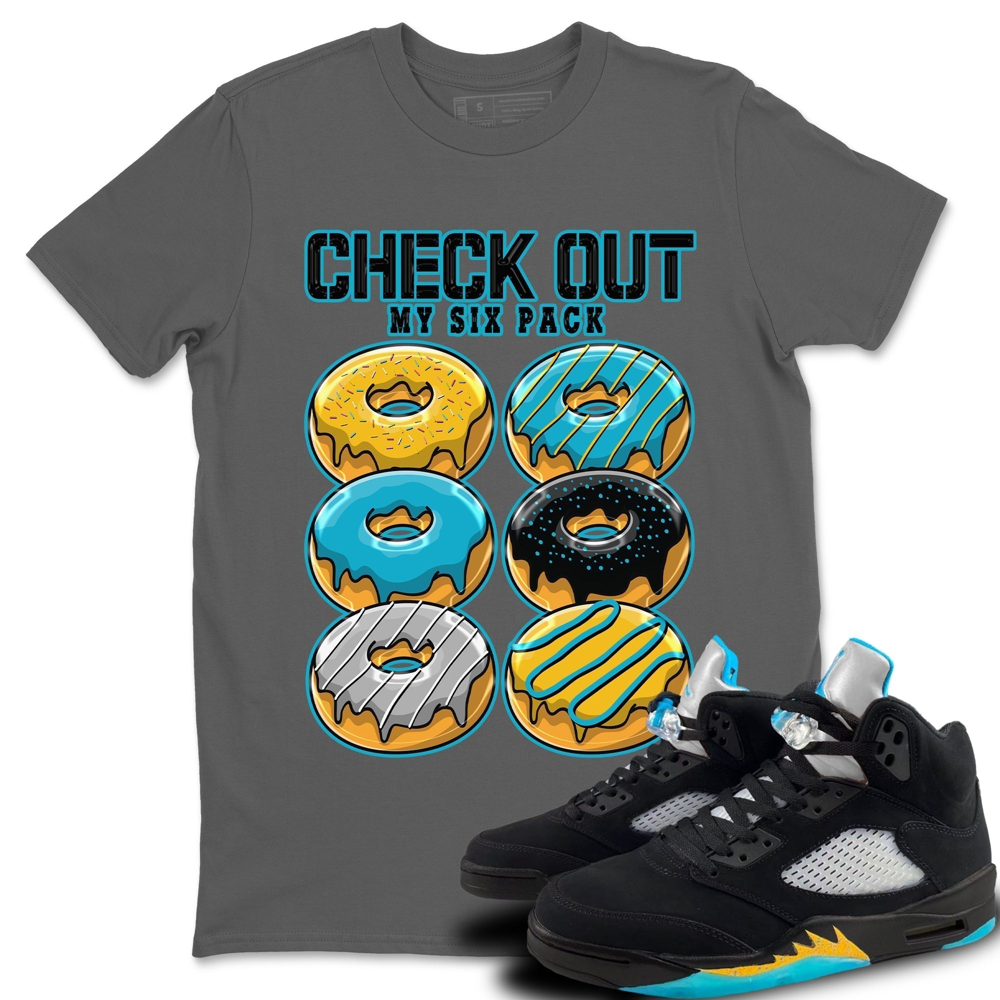 Check Out My Six Pack Unisex Tops - Air Jordan 5 Aqua