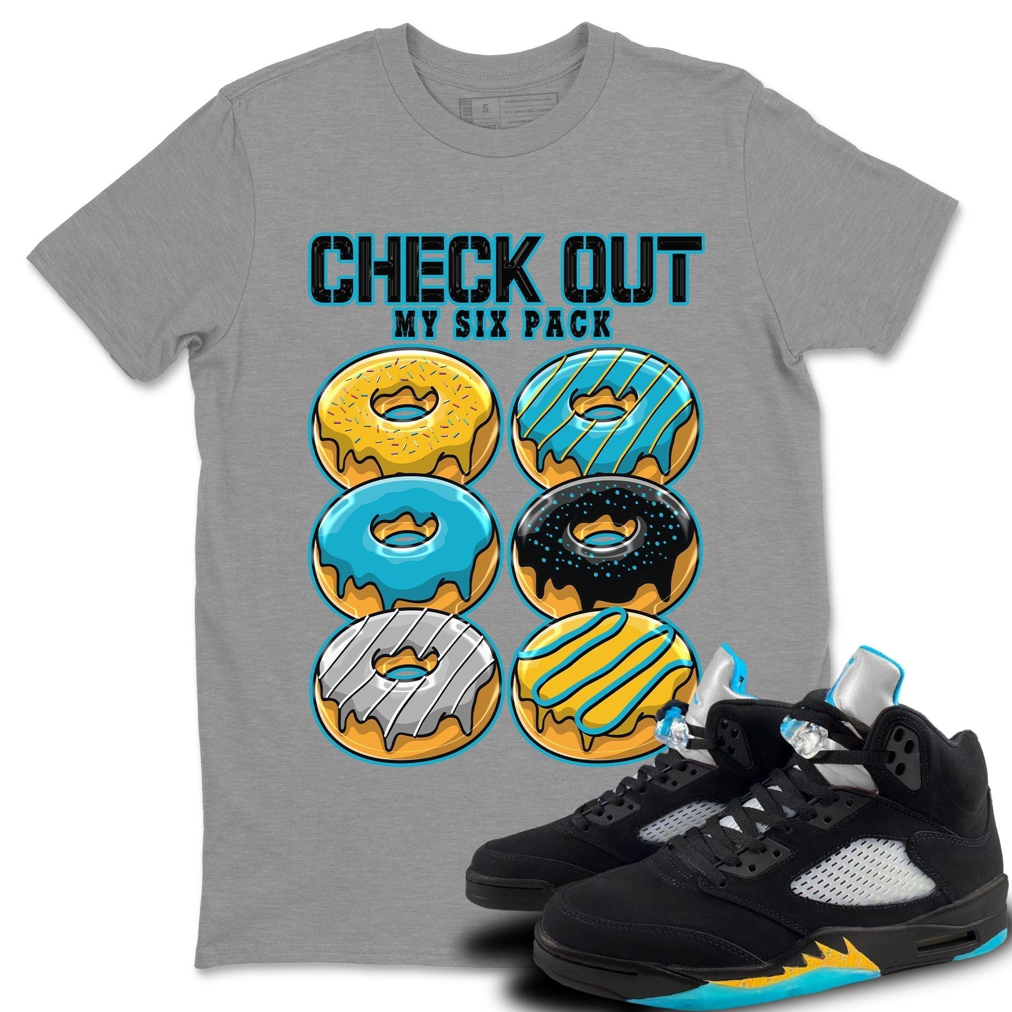 Check Out My Six Pack Unisex Tops - Air Jordan 5 Aqua