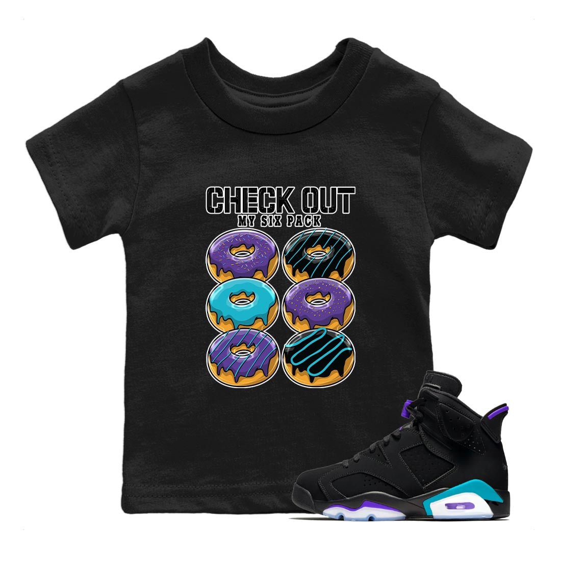 Check Out My Six Pack snkmatch Tee Kids - Air Jordan 6 Aqua