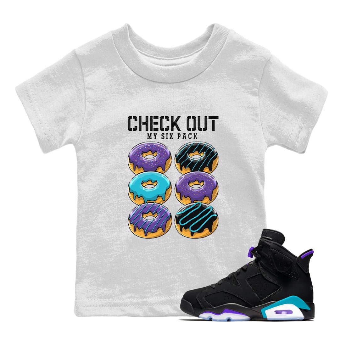 Check Out My Six Pack snkmatch Tee Kids - Air Jordan 6 Aqua