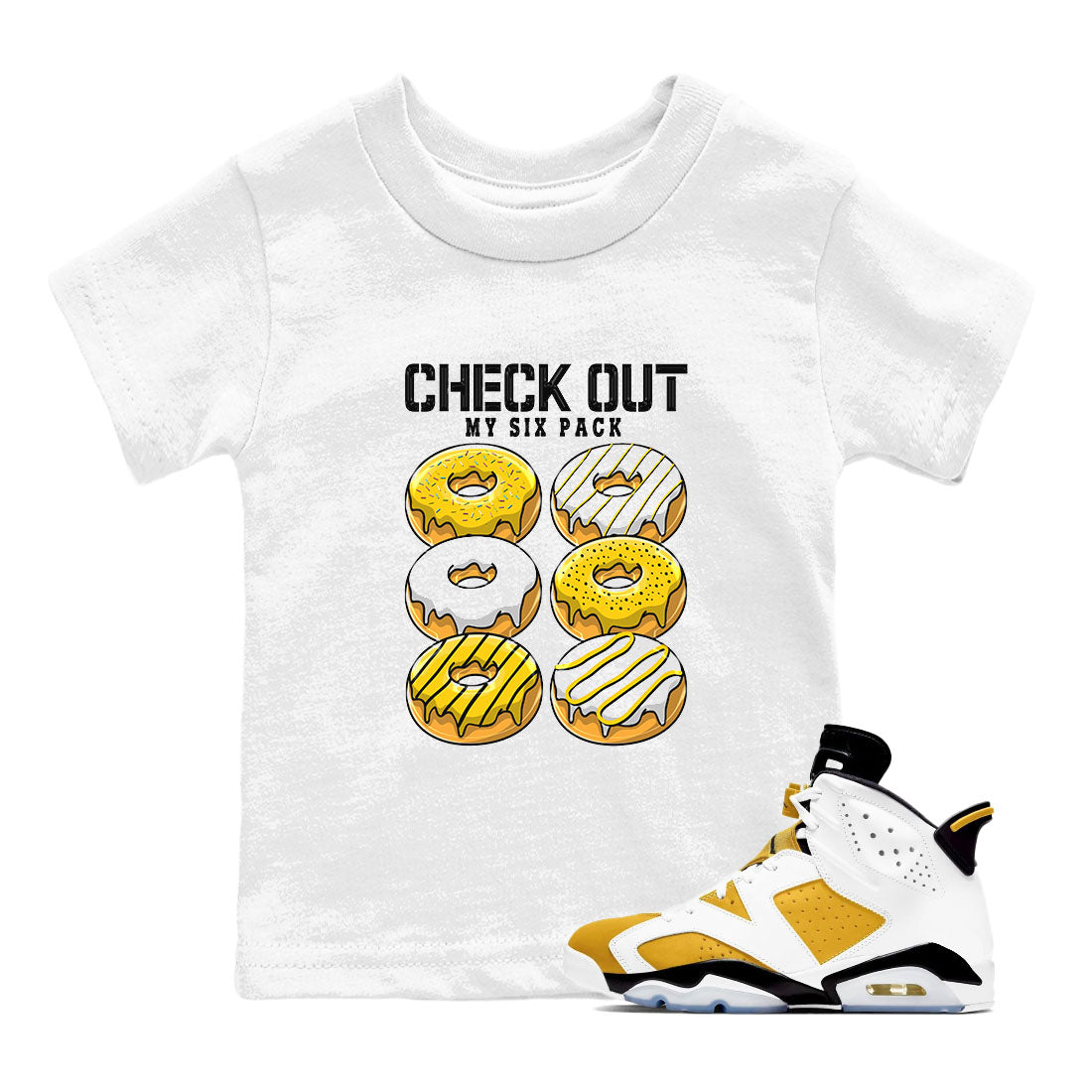 Check Out My Six Pack snkmatch Tees Kids - Air Jordan 6 Yellow Ochre