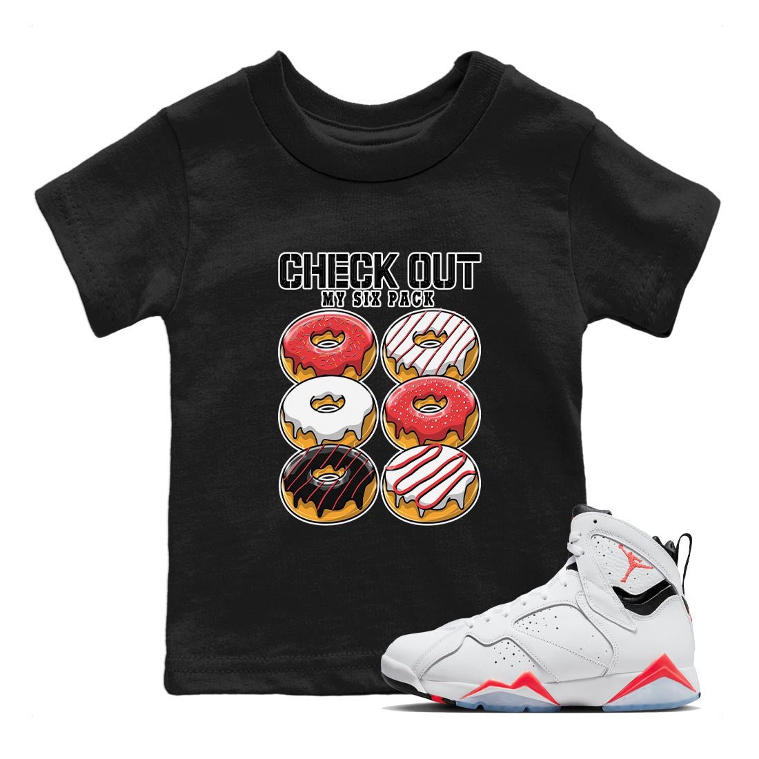Check Out My Six Pack snkmatch Tee Kids - Air Jordan 7 White Infrared