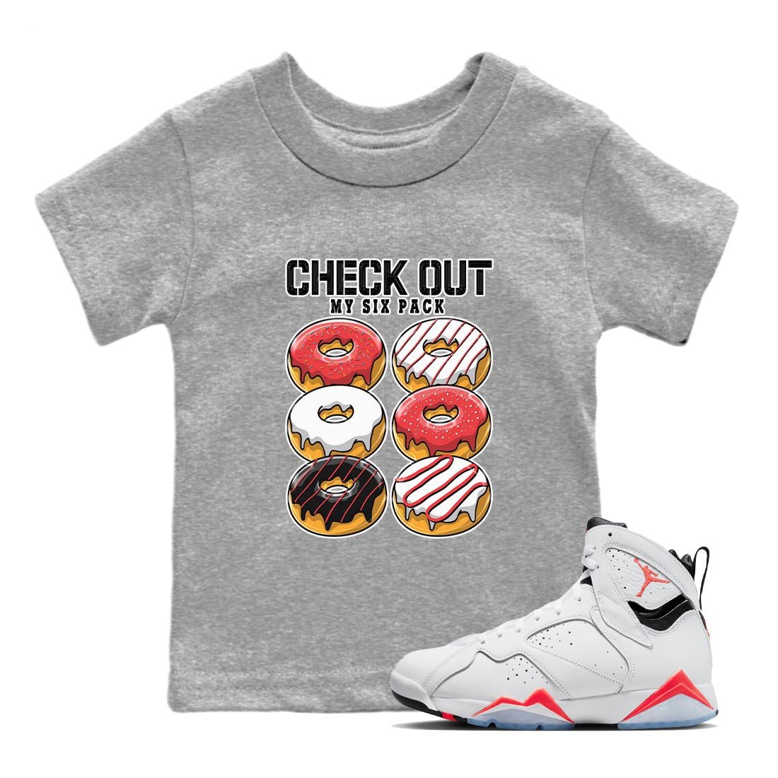 Check Out My Six Pack snkmatch Tee Kids - Air Jordan 7 White Infrared