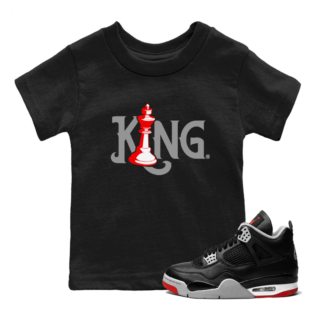 Chess King snkmatch Tees Kids - Air Jordan 4 Bred Reimagined