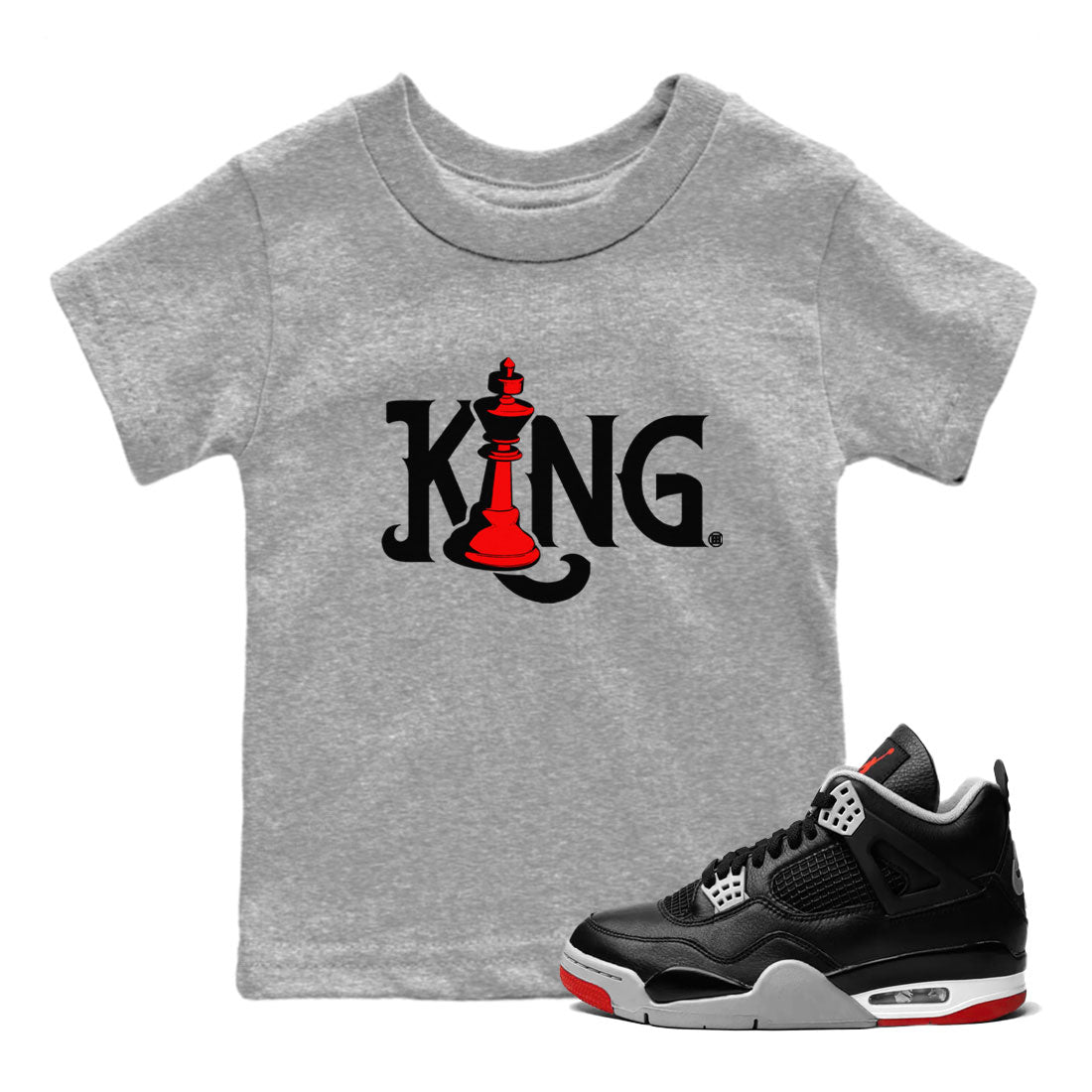 Chess King snkmatch Tees Kids - Air Jordan 4 Bred Reimagined