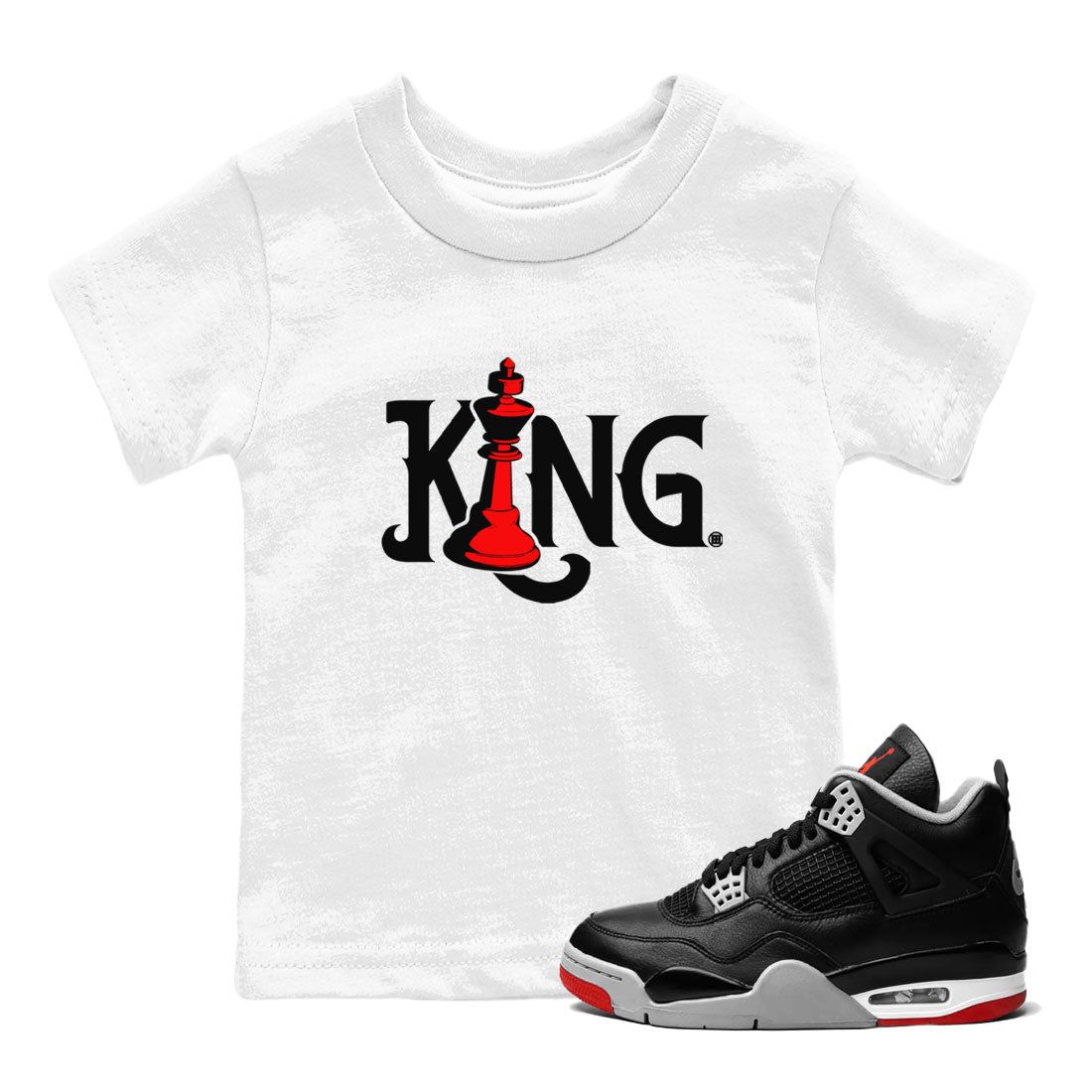 Chess King snkmatch Tees Kids - Air Jordan 4 Bred Reimagined