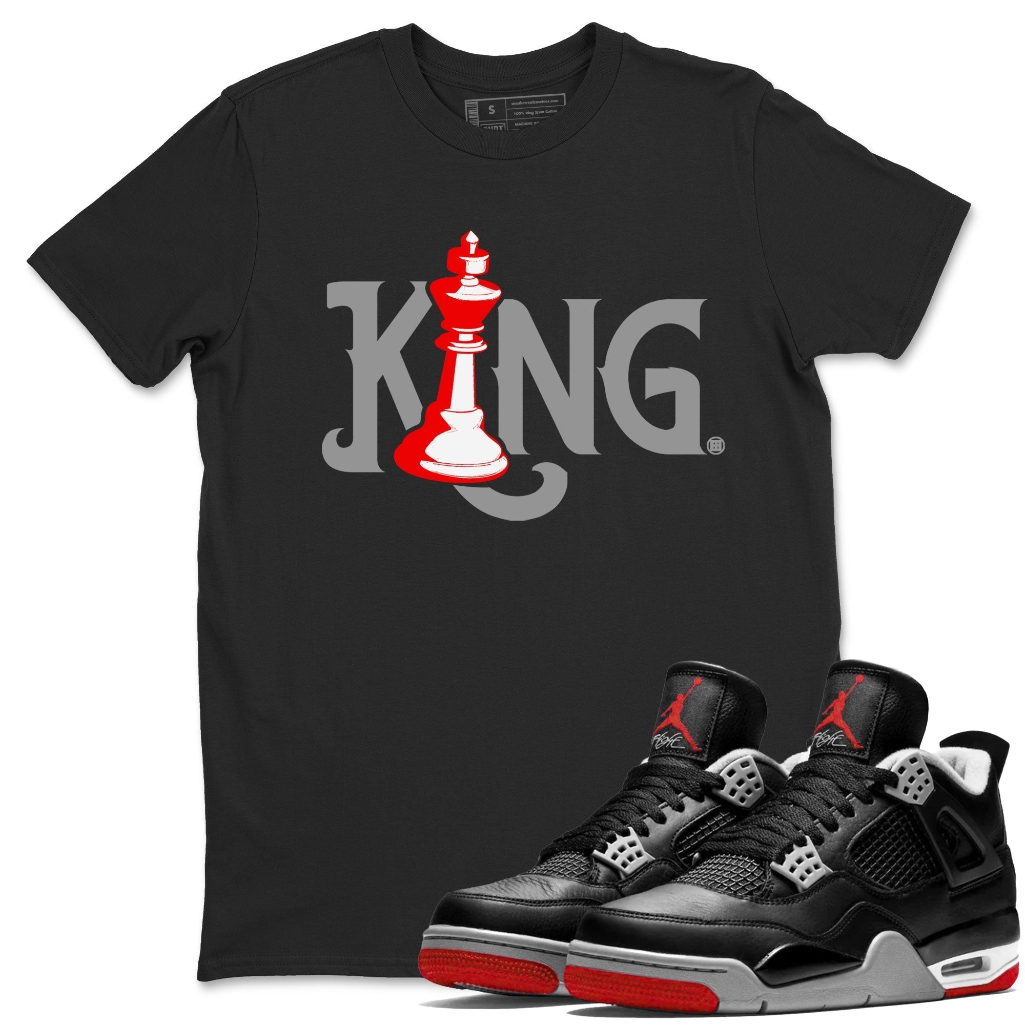 Chess King snkmatch Tees - Air Jordan 4 Bred Reimagined