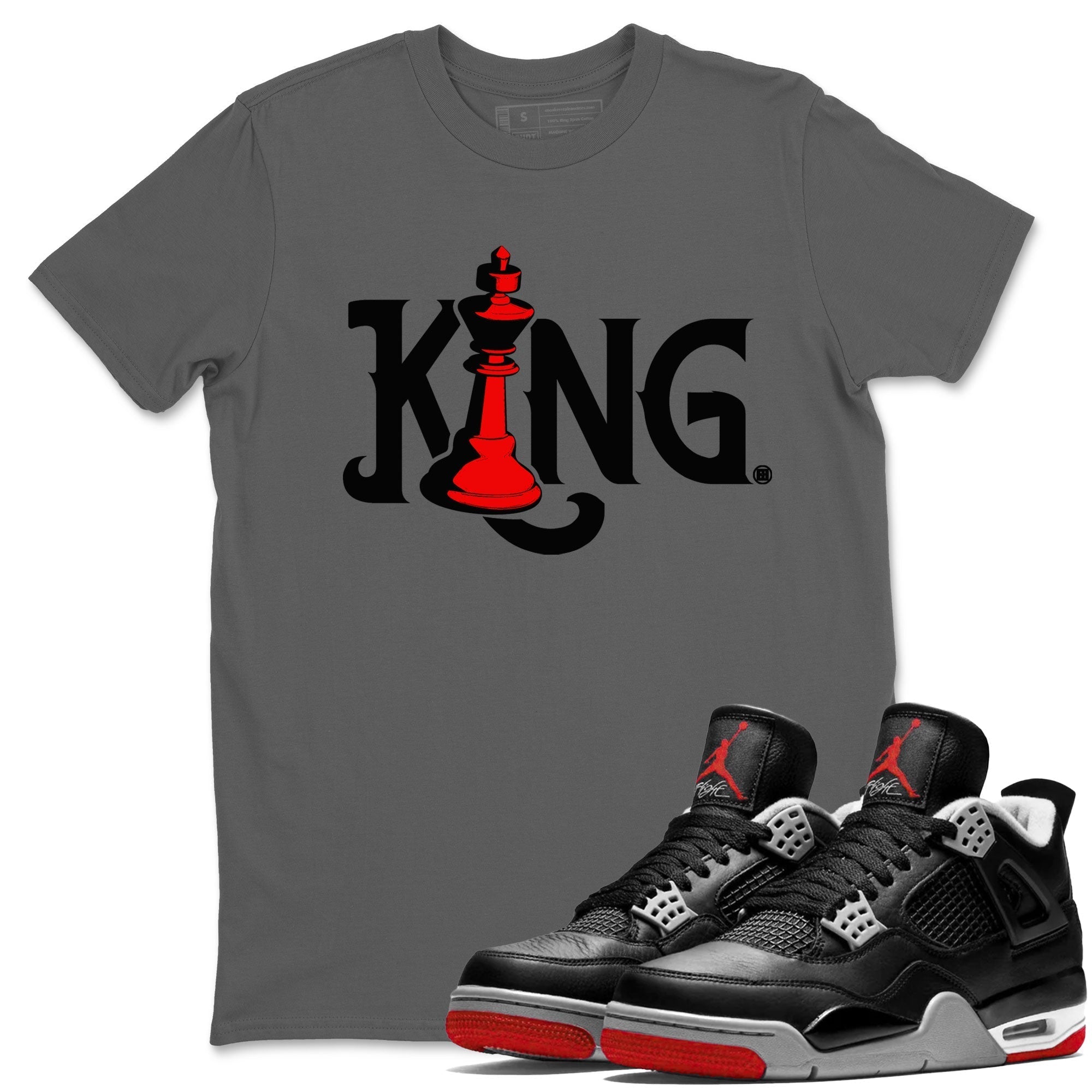 Chess King snkmatch Tees - Air Jordan 4 Bred Reimagined